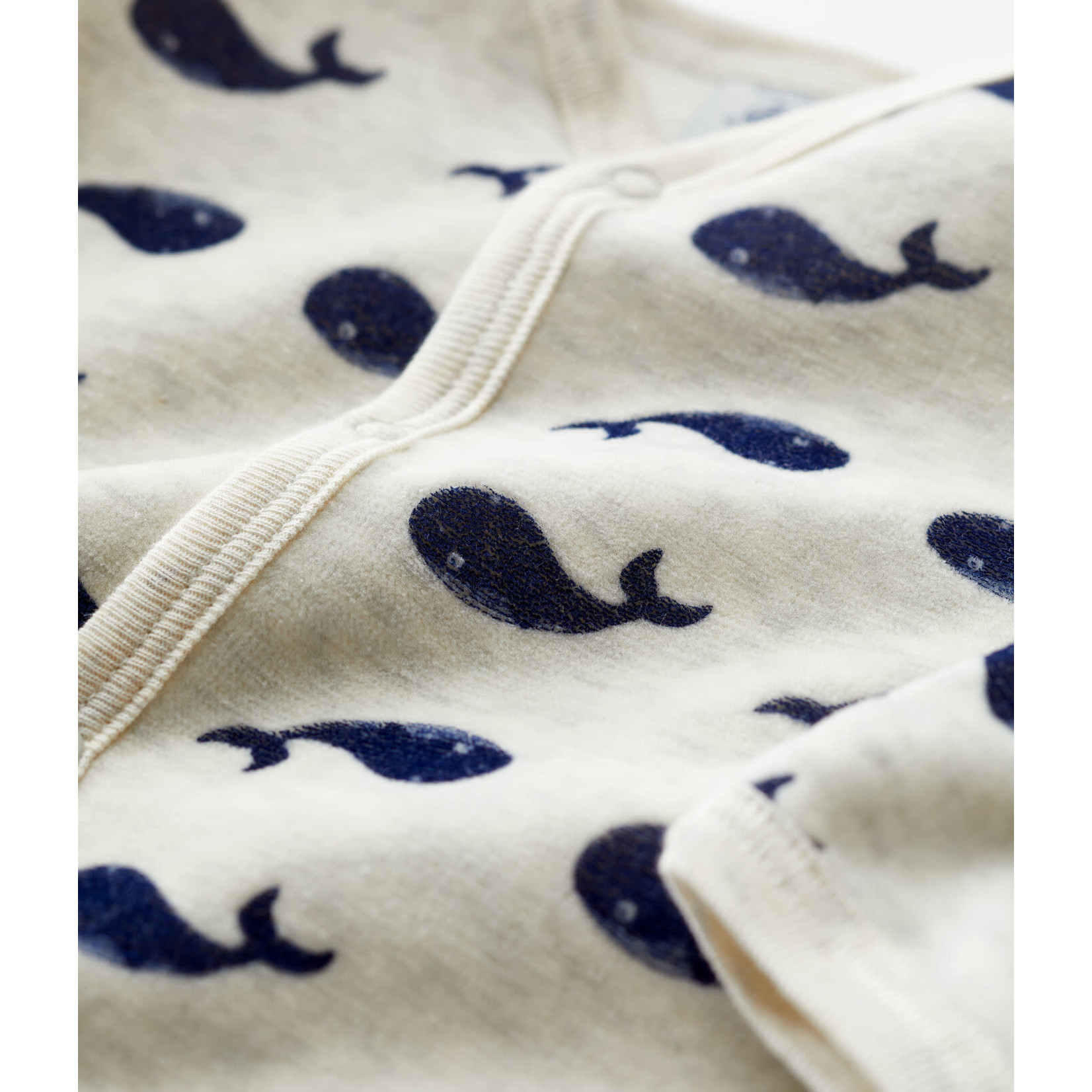 Petit Bateau Dors bien bebe velours baleine beige montelimar bleu médiéval