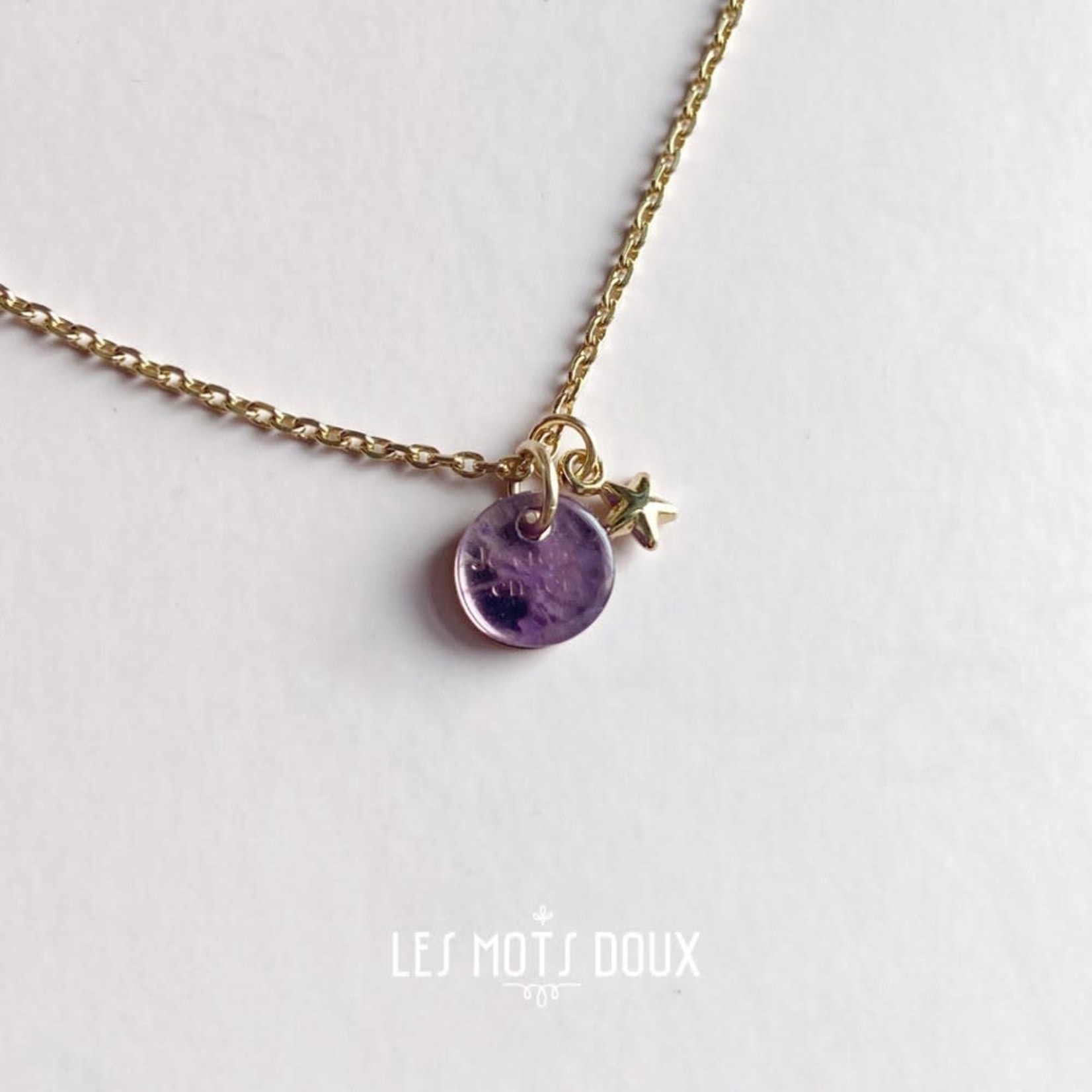 Les mots doux Collier médaille bijou secret en or