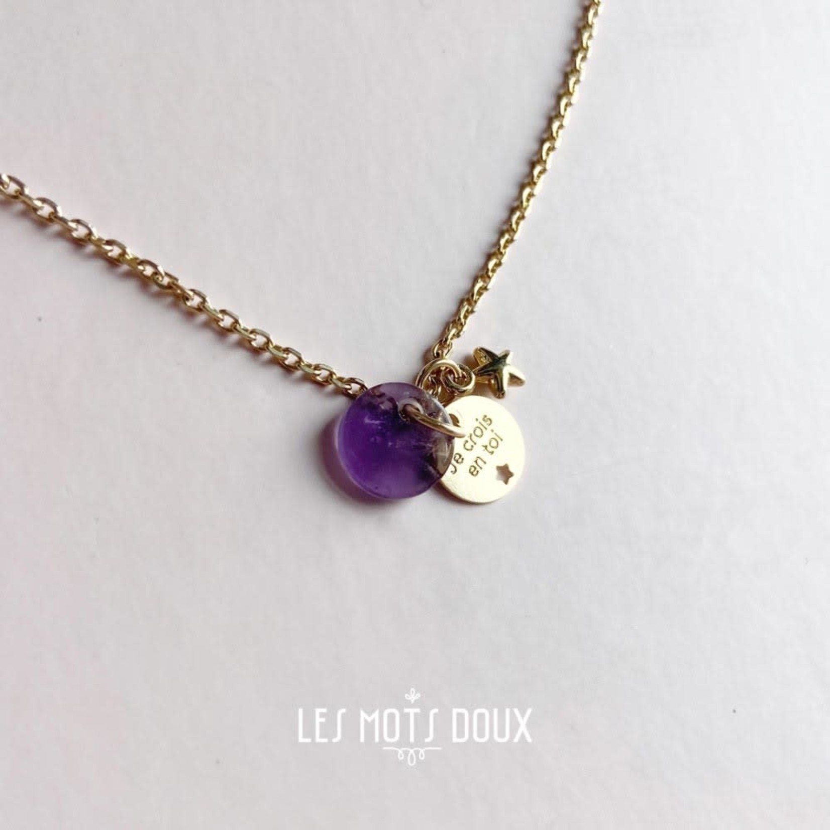 Les mots doux Collier médaille bijou secret en or