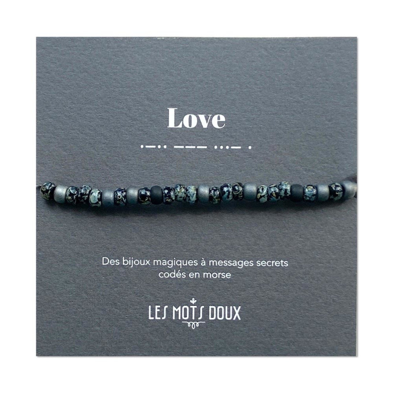 Les mots doux Bracelet homme code morse marbre argent