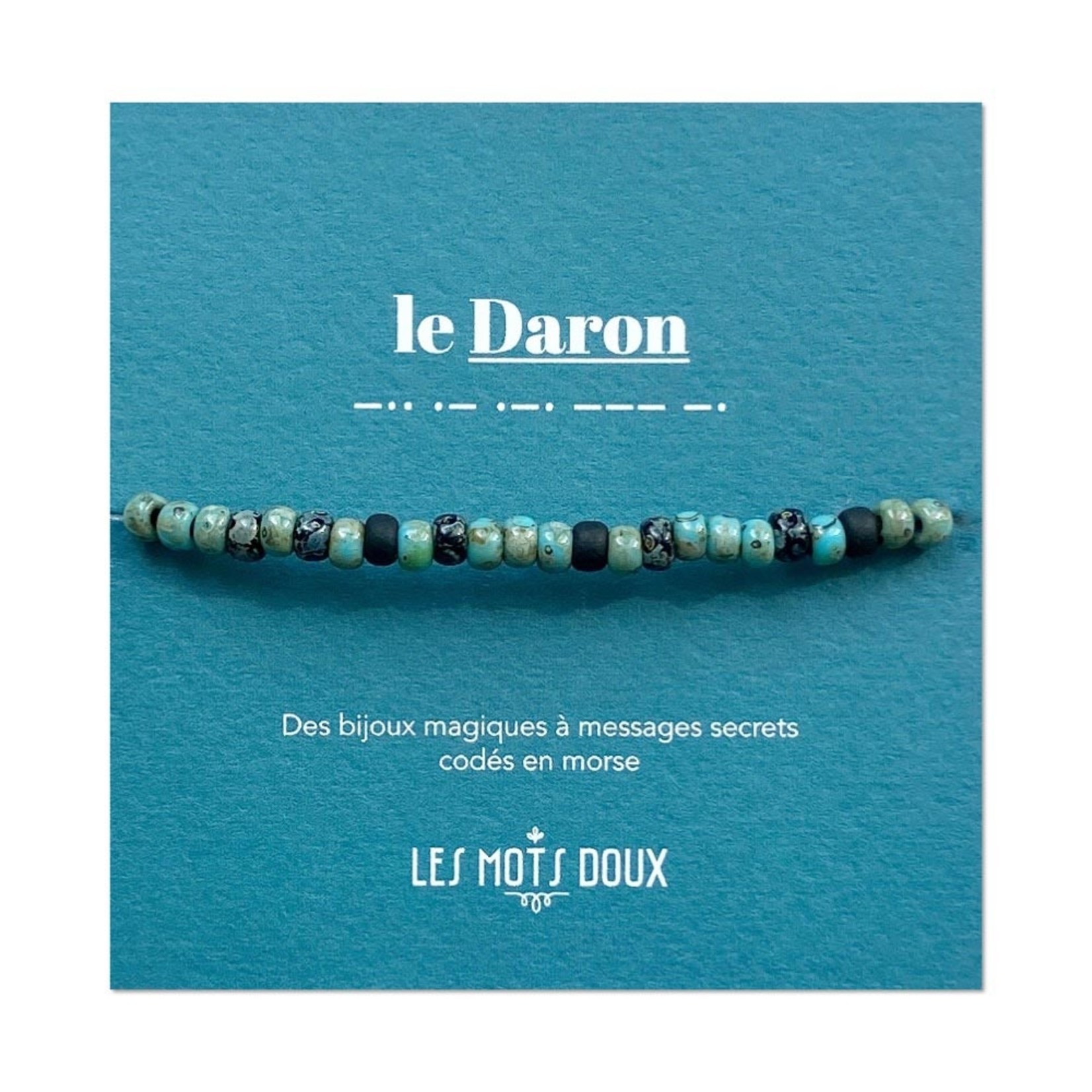 Les mots doux Bracelet homme code morse marbre argent