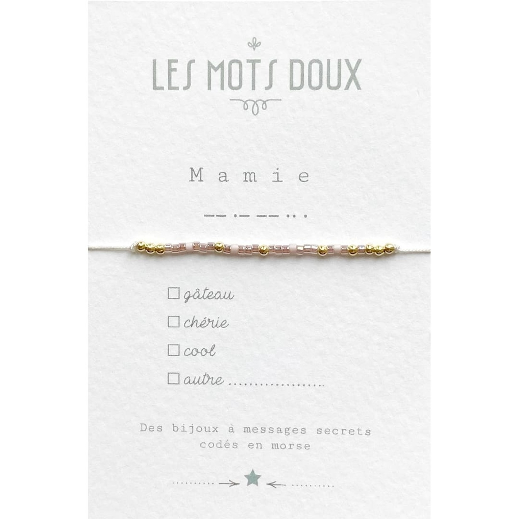 Les mots doux Bracelet morse mamie rose pale irise or