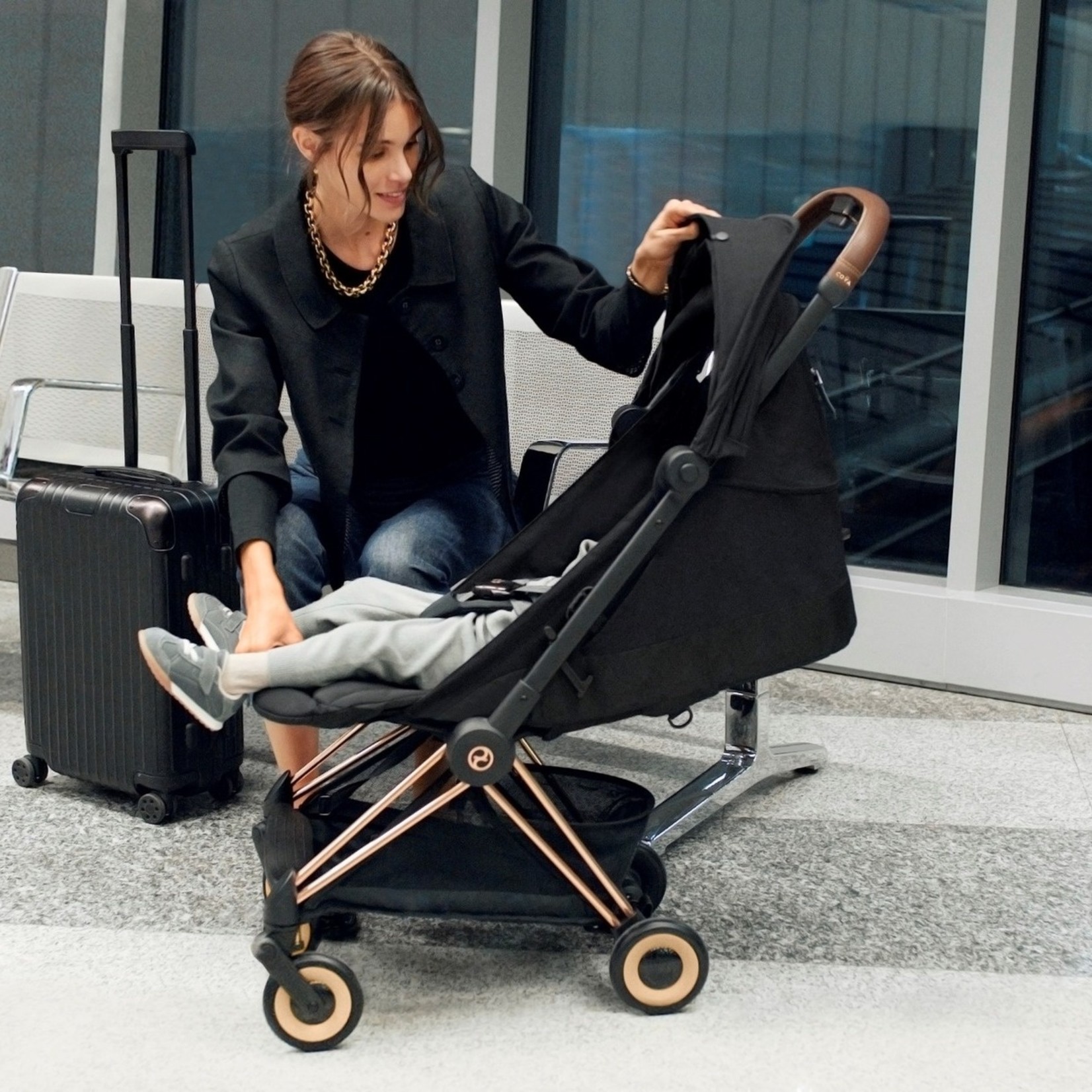 Cybex Platinum Poussette Coya Châssis Rosegold - Homologuée Avion