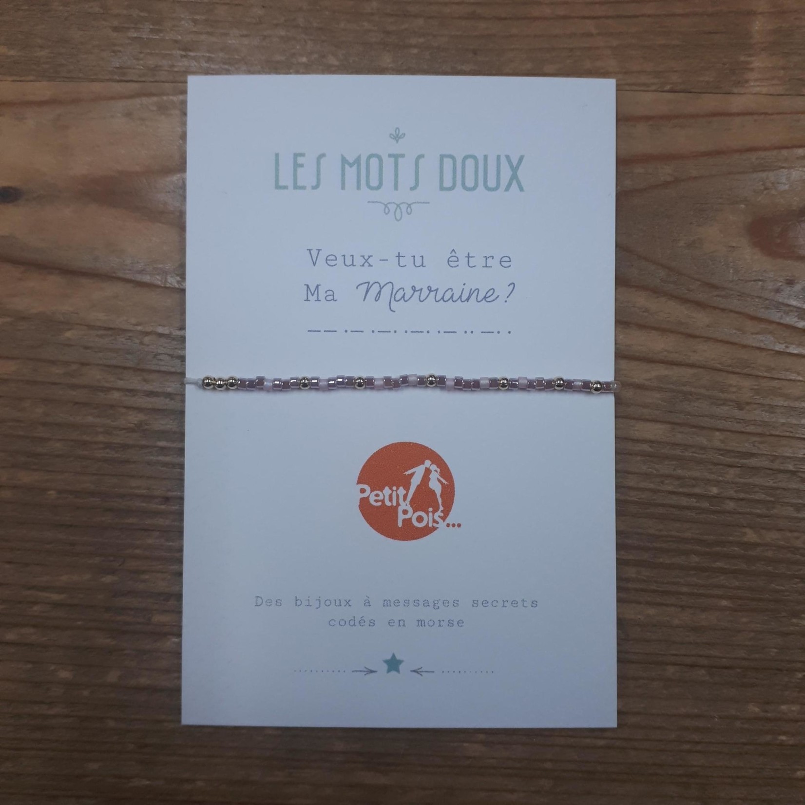 Les mots doux Bracelet morse "Veux-tu être ma marraine ?"