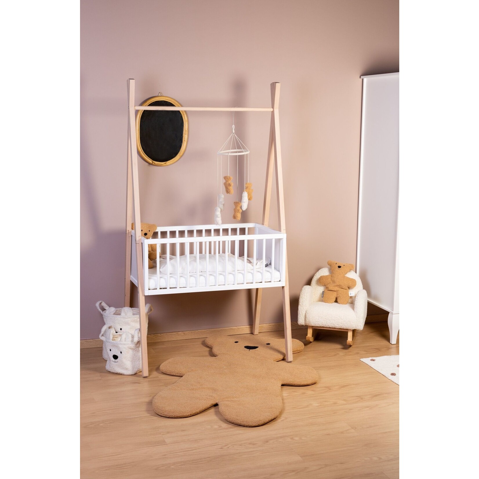 Childwood Berceau tipi blanc naturel + porte manteaux