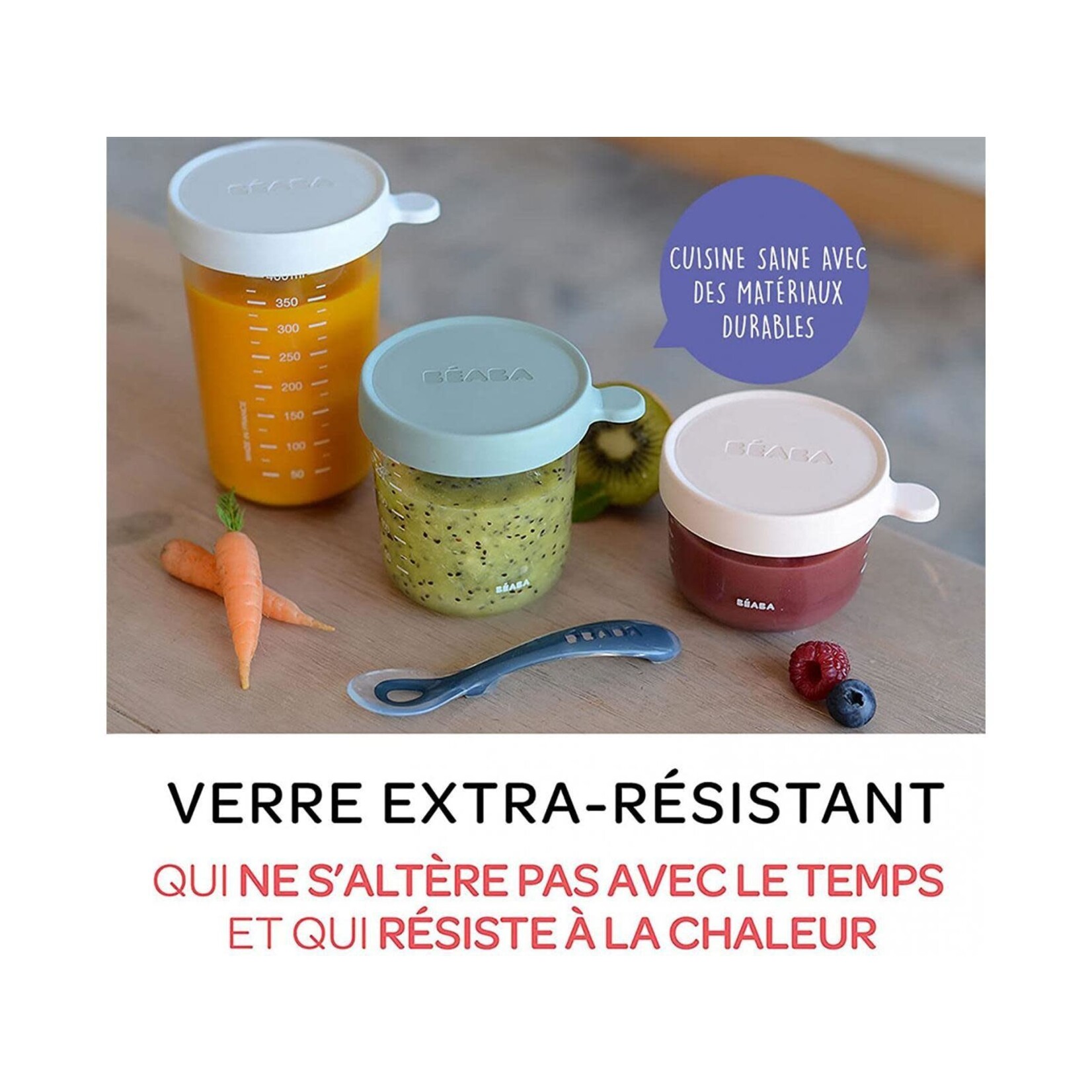 Beaba Coffret Repas 4 Portions en Verre 150ML / 250 ML