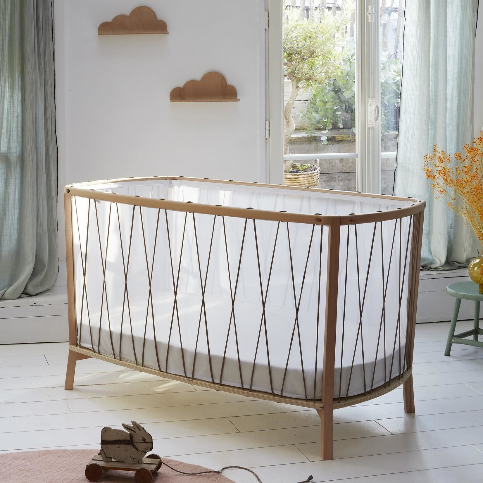 Charlie Crane Lit Bébé Evolutif Kimi Hêtre à Lacets + Matelas Coco Latex