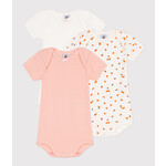 Petit Bateau Lot 3 Bodies US Manches Courtes Oranges Coton