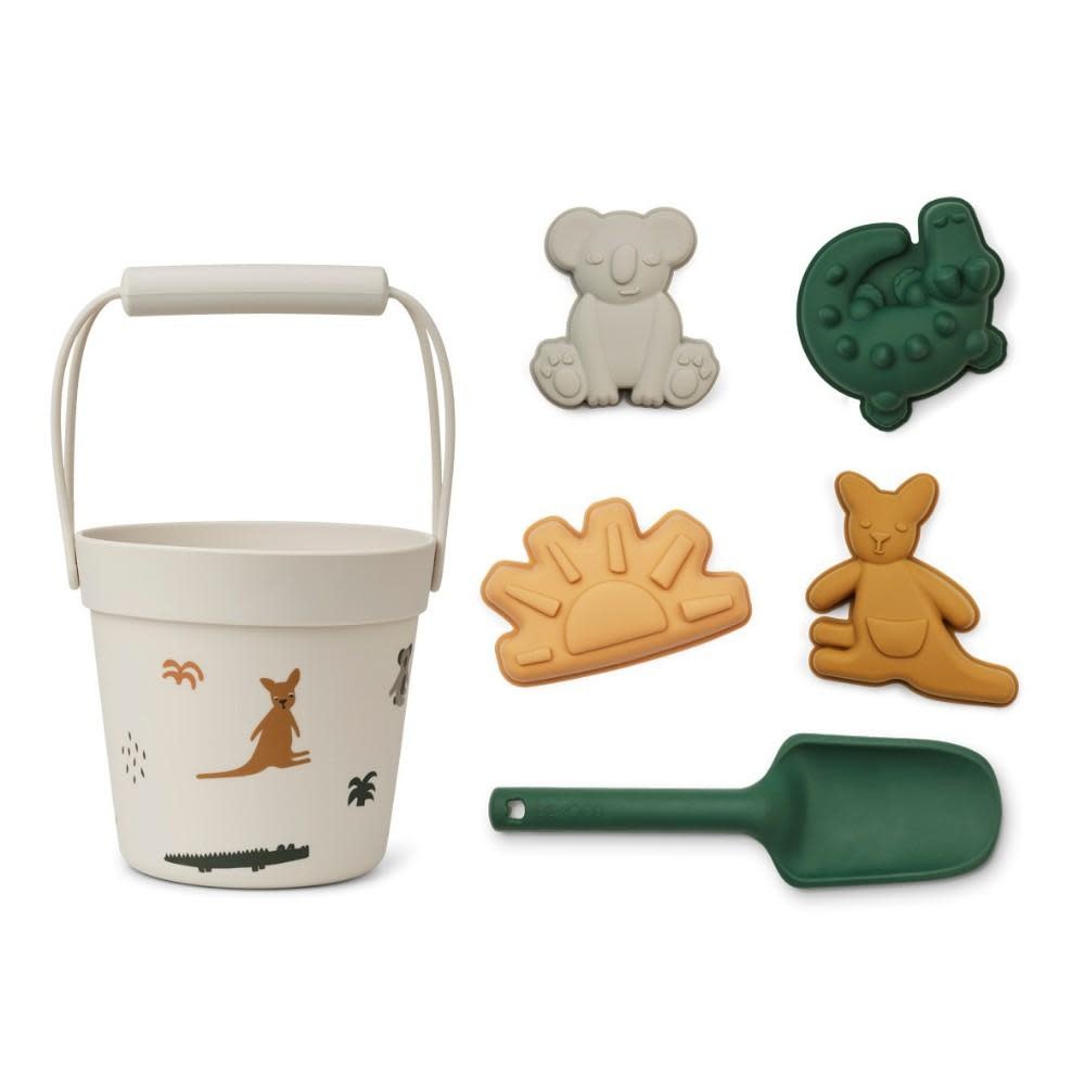 Kit Jouets Plage Silicone 8 Pièces – Seau, Pelle, 6 Moules Animaux, Sac De Transport – Fun & Éducatif Pour Enfants