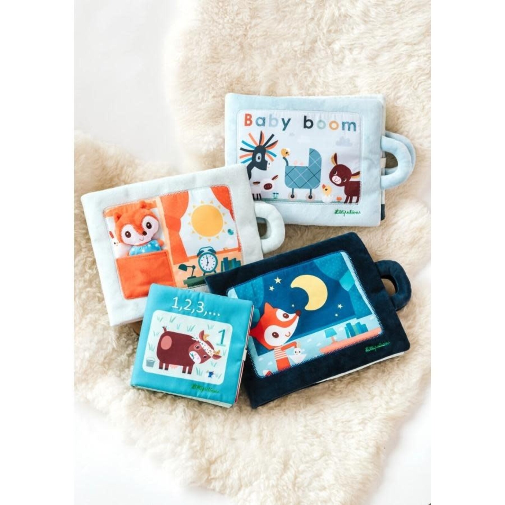 Lilliputiens Livre Tissu Interactif d'Activités Bonjour Petit Renard  - Dès 18M