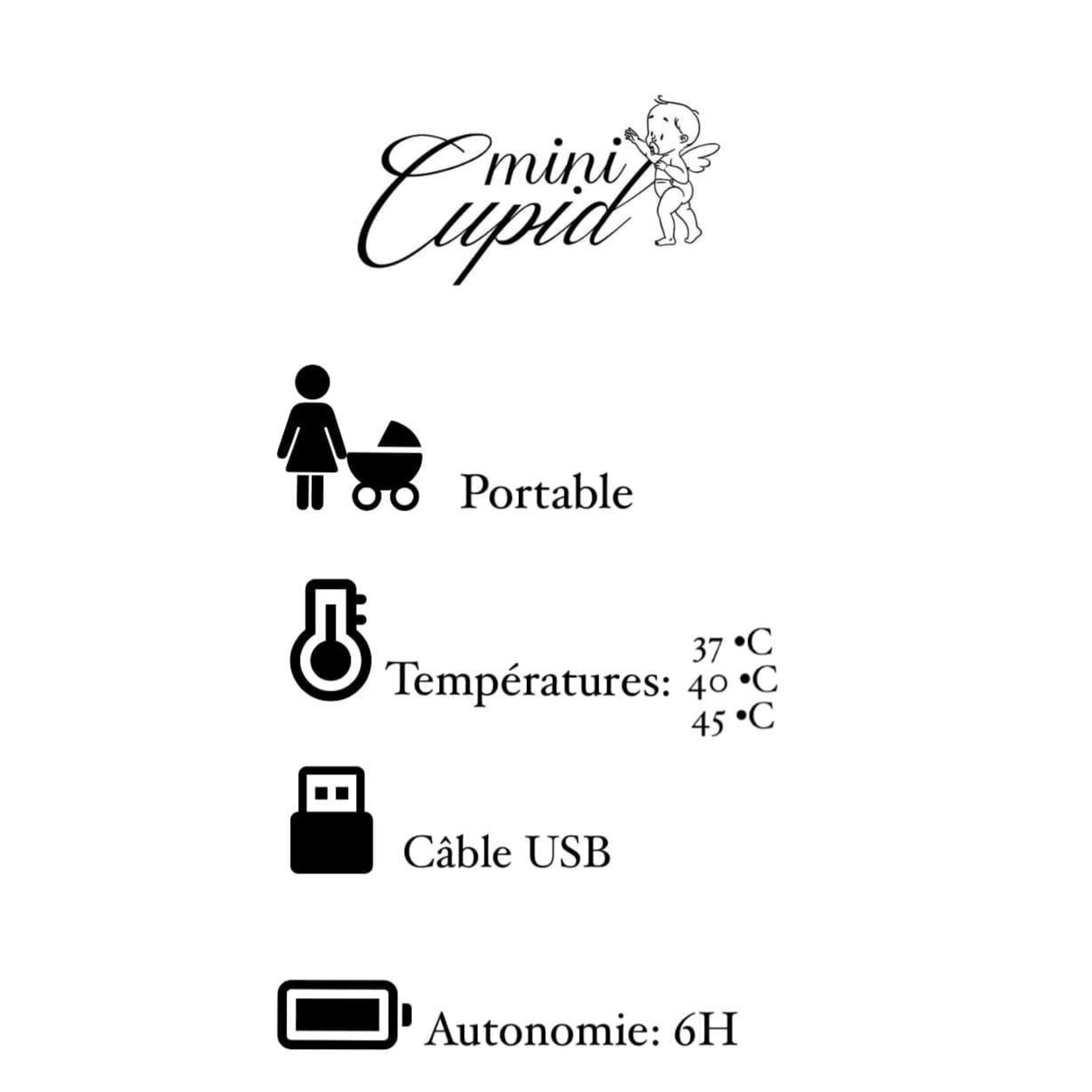 Mini Cupid Chauffe-biberon portable rechargeable avec port USB