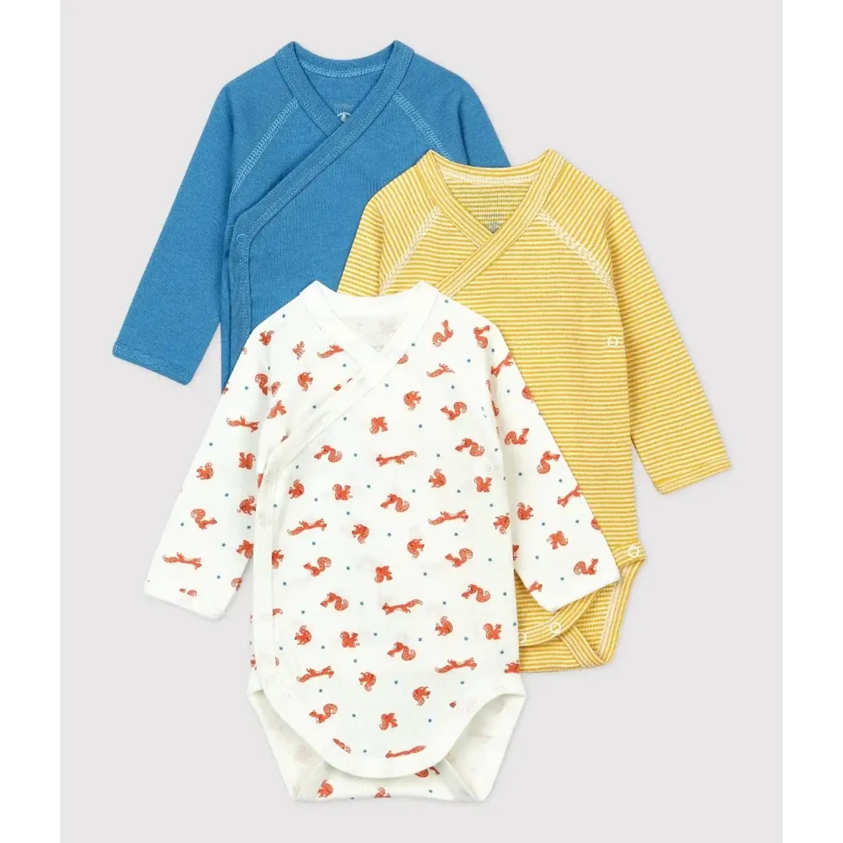 Petit Bateau Lot 3 bodies variant écureuil dès la naissance