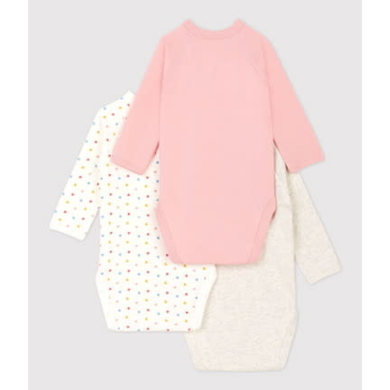 Petit Bateau Lot 3 bodies variant amour naissance à 3 mois