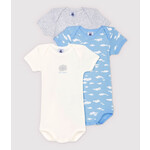 Petit Bateau Lot 3 Bodies US Manches Courtes Pastel Bébé