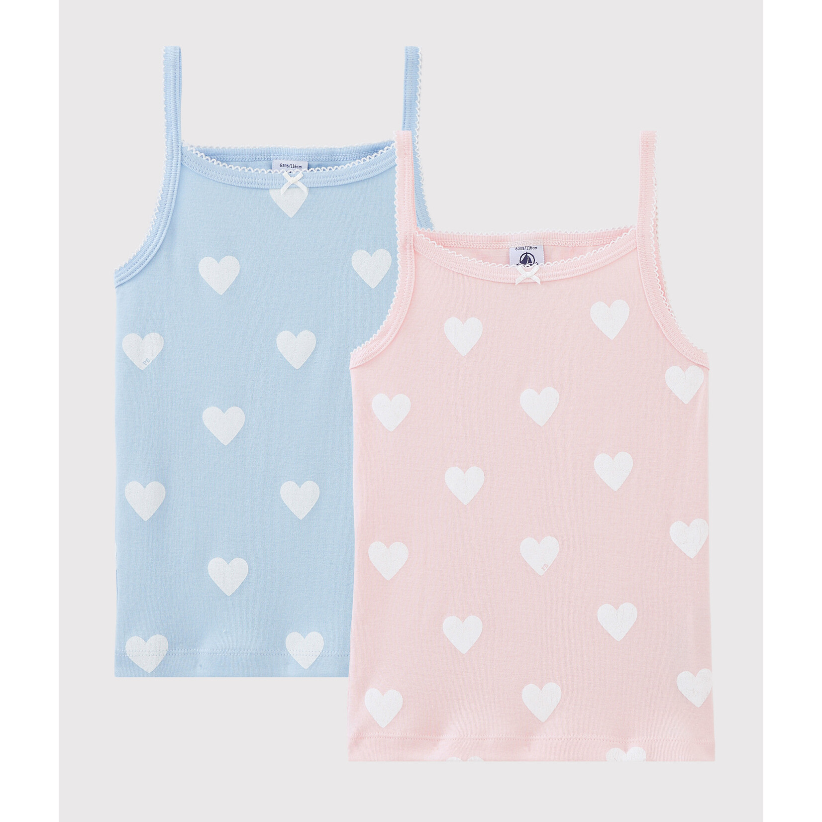 Petit Bateau Sf Chemises à Bretelles Coeur Fille Coton Bio