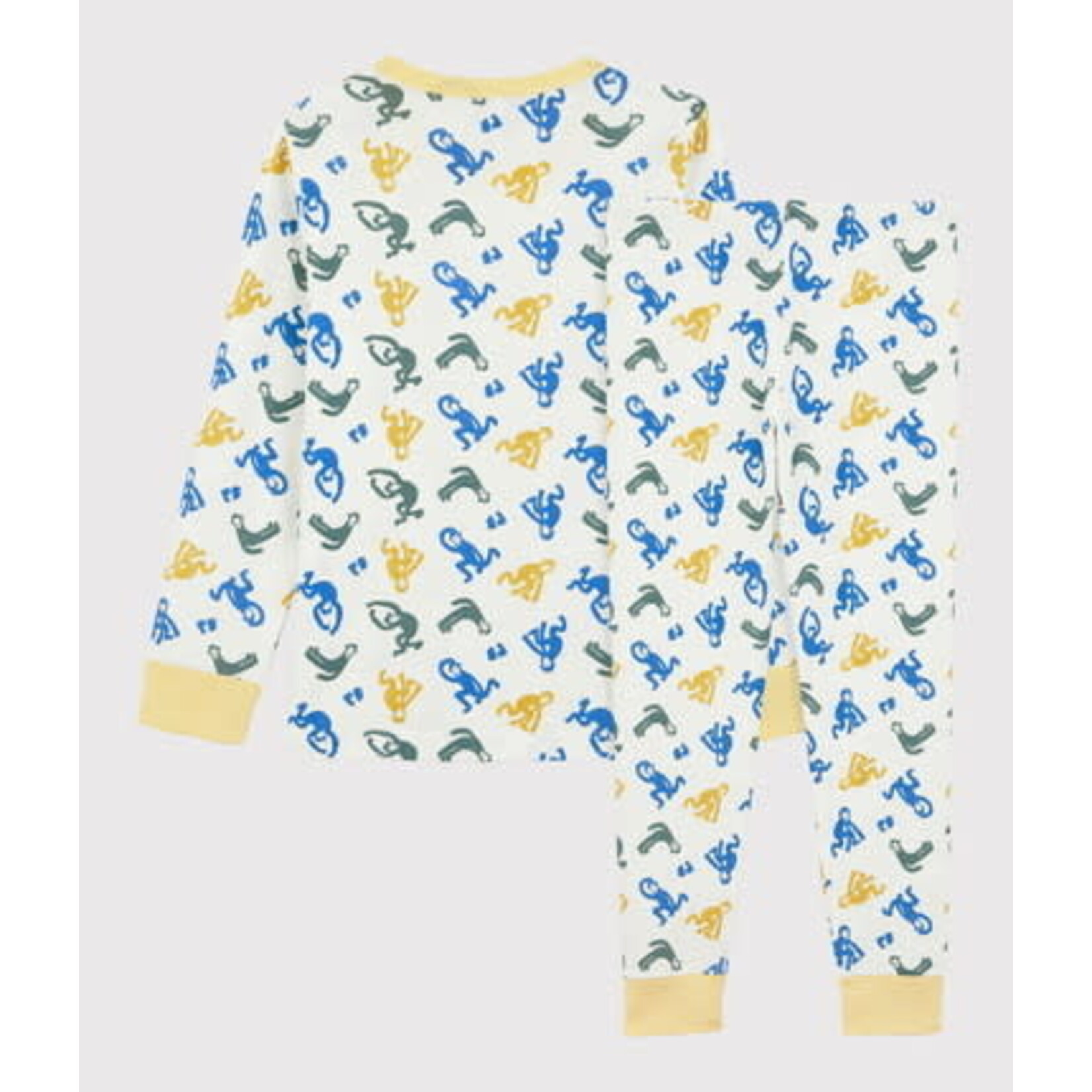 Petit Bateau Pyjama singes phosphorescents garçon coton blanc multico