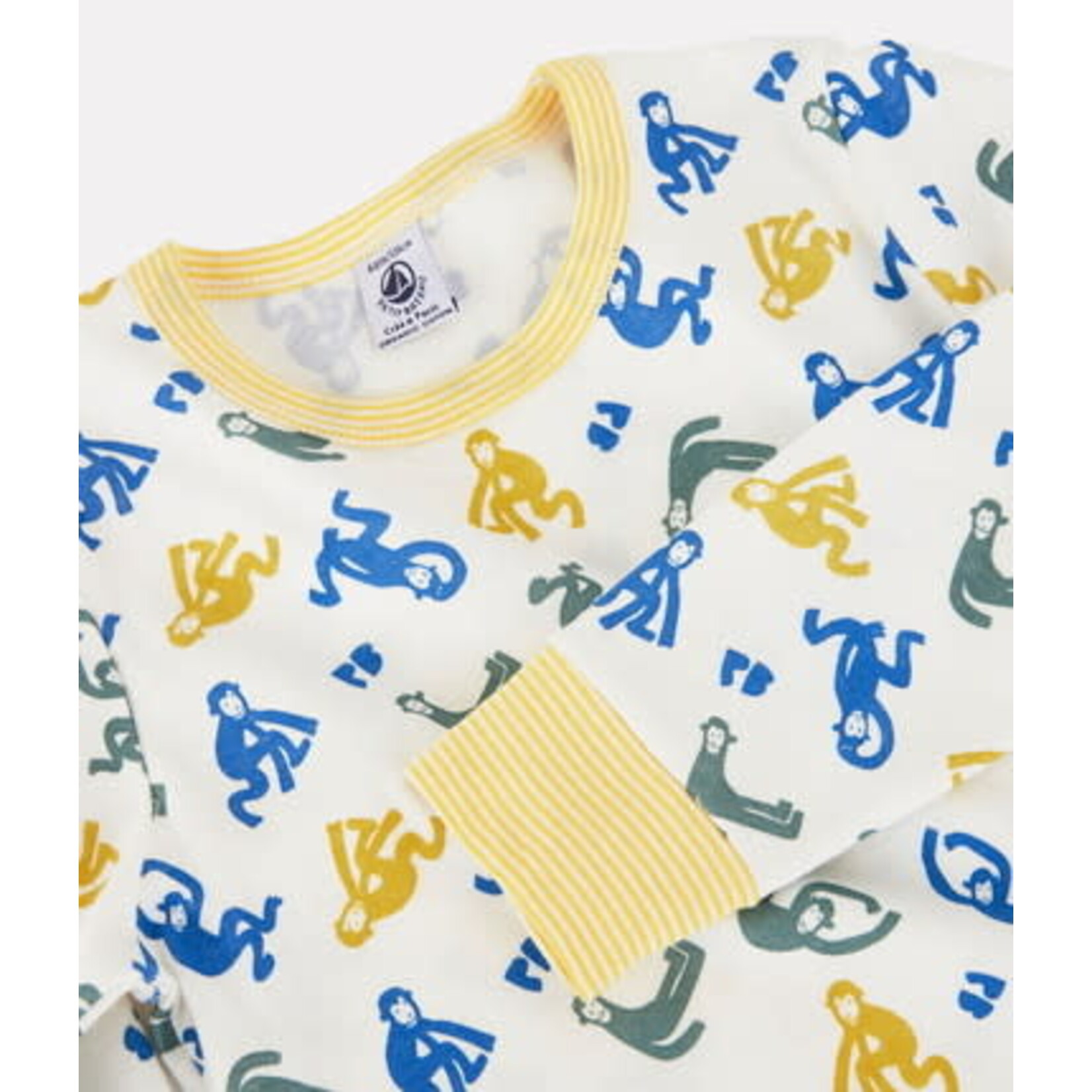 Petit Bateau Pyjama singes phosphorescents garçon coton blanc multico