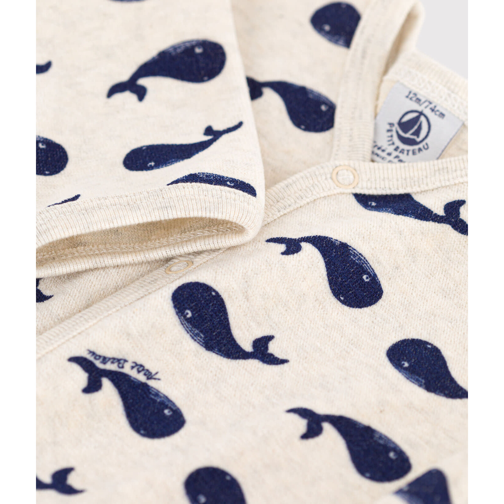 Petit Bateau Pyjama bébé baleines marines en velours Petit Bateau