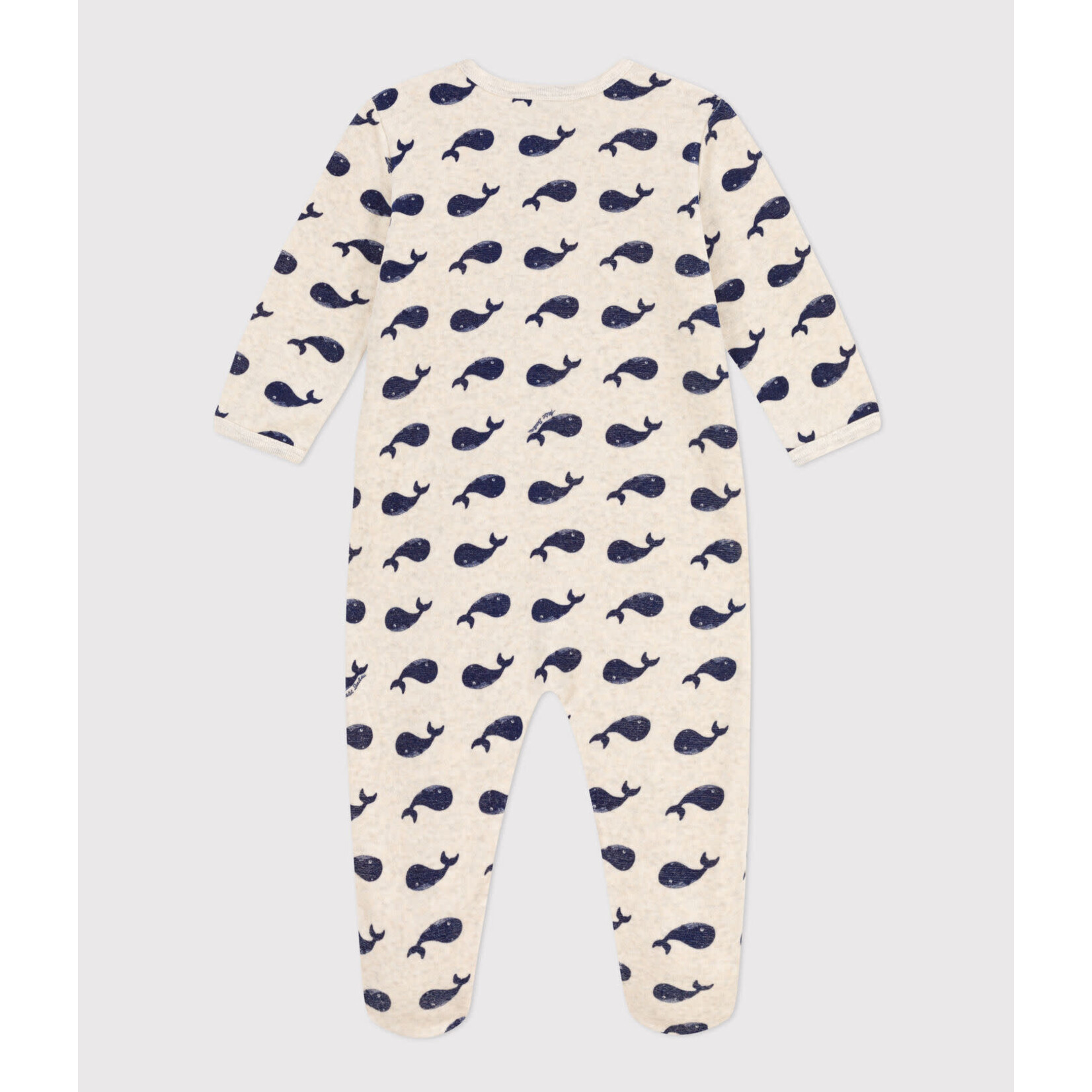 Petit Bateau Pyjama bébé baleines marines en velours Petit Bateau