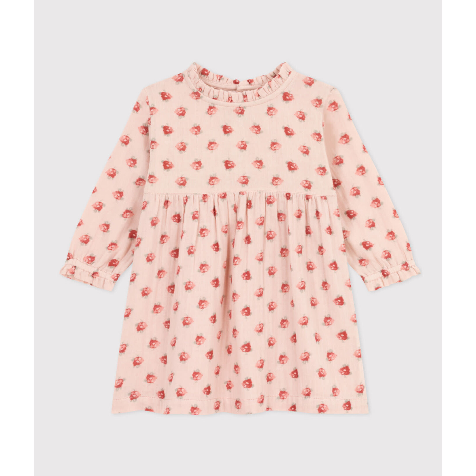 Petit Bateau Robe manches longues gaze de coton bébé