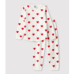 Petit Bateau Pyjama enfant 2 pièces mixte coeurs rouges en molleton