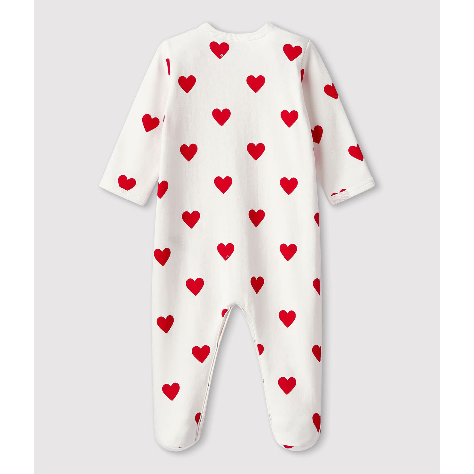 Petit Bateau Dors bien Bébé Hiver Blanc Cœurs Rouges en Molleton