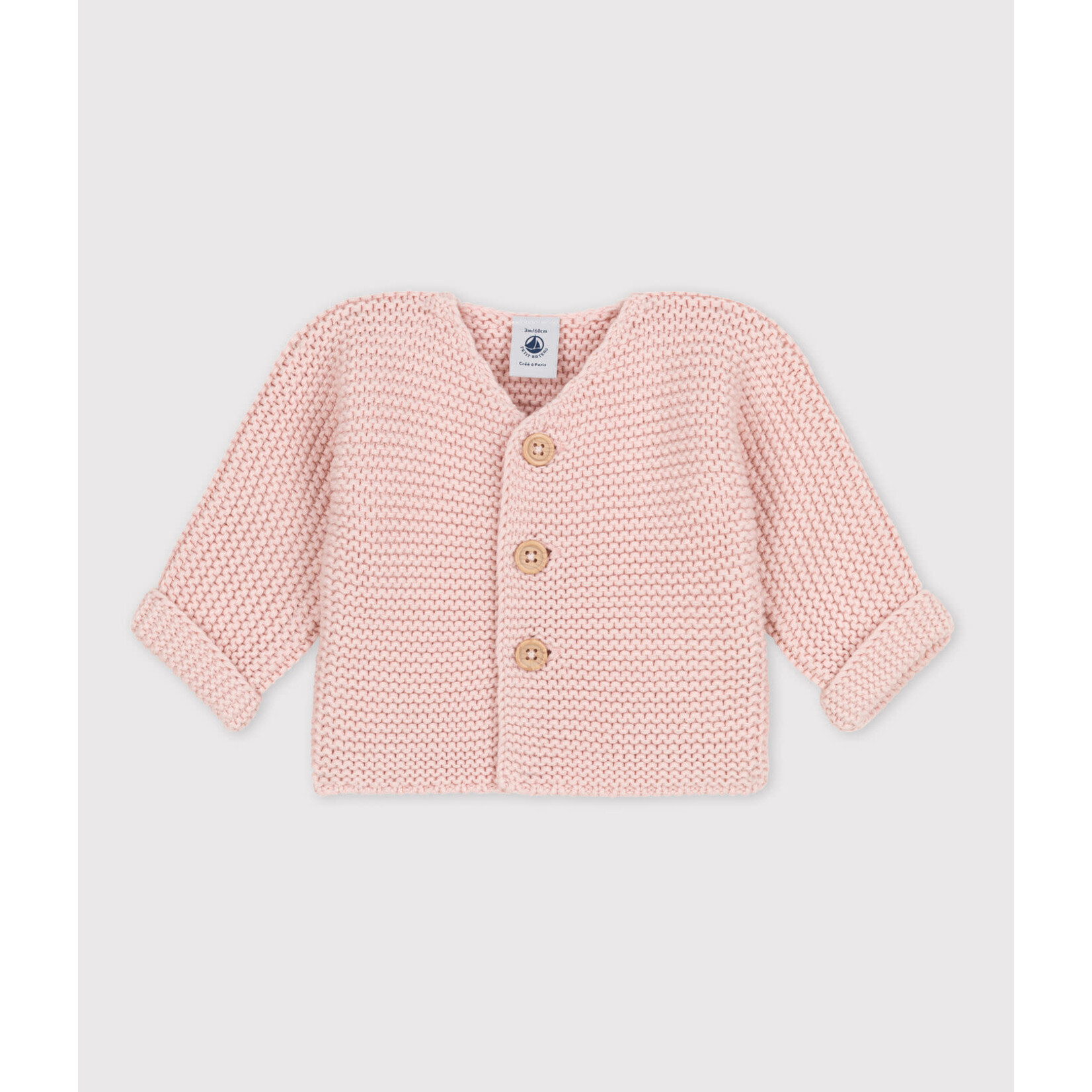 Petit Bateau Cardigan tricot point mousse rose saline