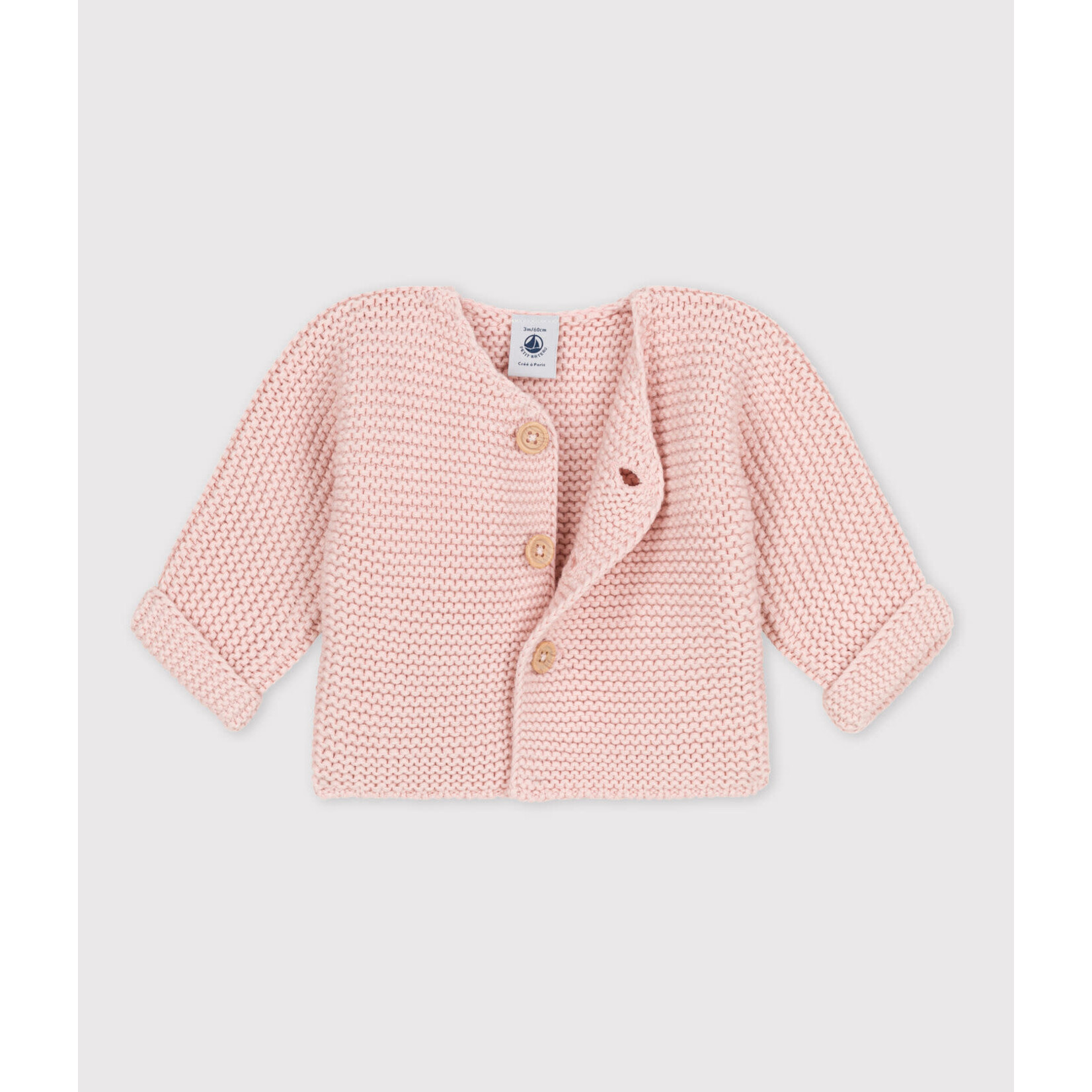 Petit Bateau Cardigan tricot point mousse rose saline