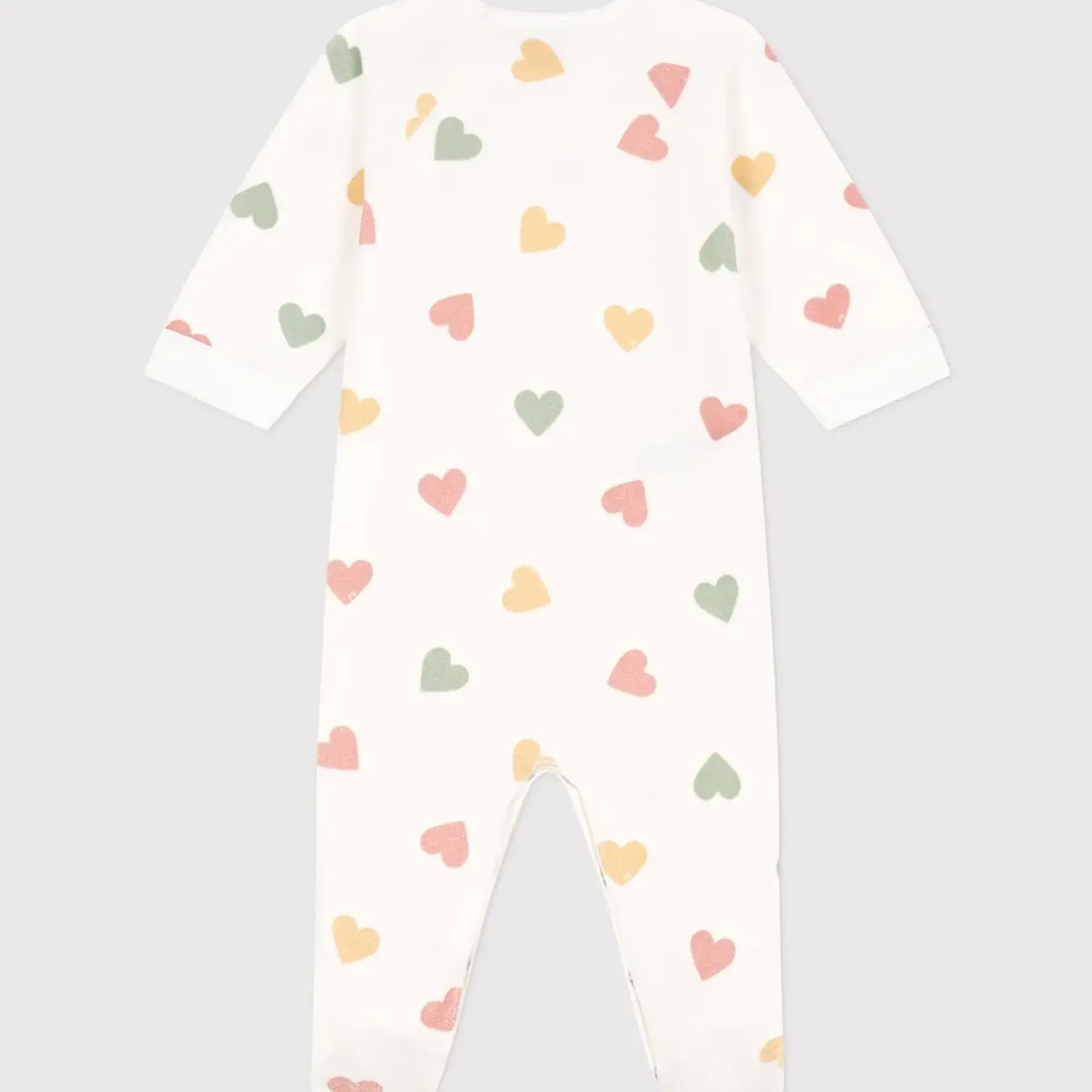 Petit Bateau Pyjama bébé hiver coeurs multicolores en velours