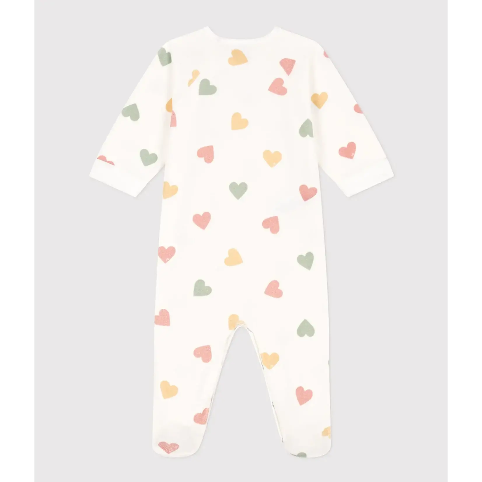 Petit Bateau Pyjama bébé mixte hiver coeurs multicolores en velours