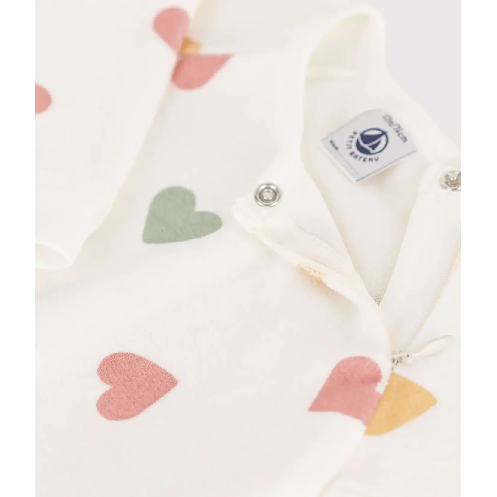 Petit Bateau Pyjama bébé mixte hiver coeurs multicolores en velours