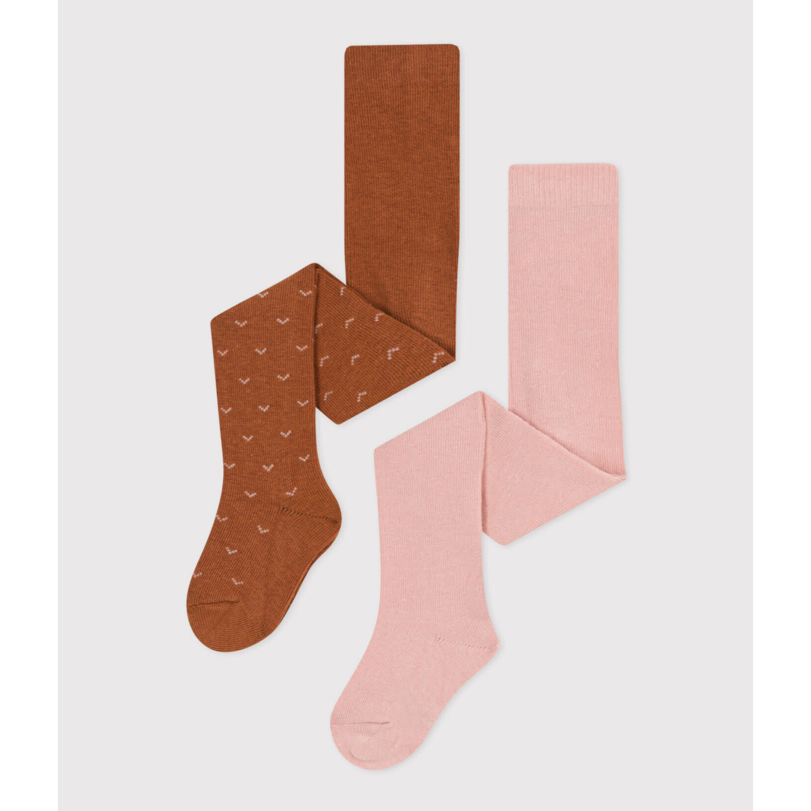 Petit Bateau Lot 2 Paires Collants Bébé en Coton Rose Brun