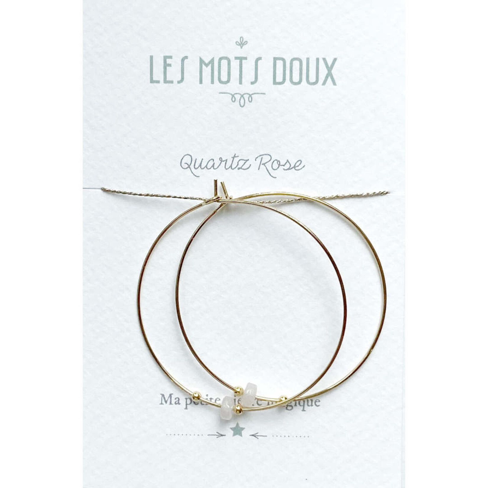 Les mots doux Boucles oreilles Créoles "Pierre magique" Quartz Rose