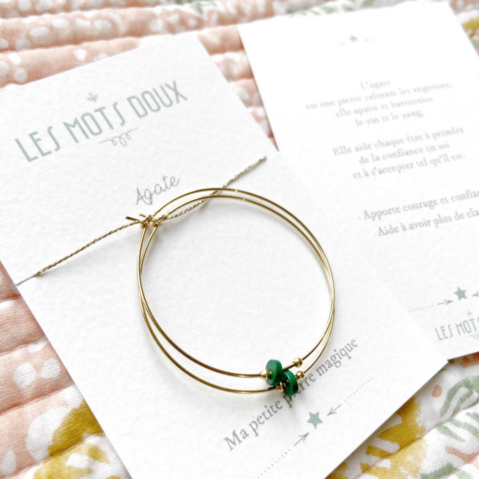 Les mots doux Boucles Oreilles Créoles Pierre Magique Agate