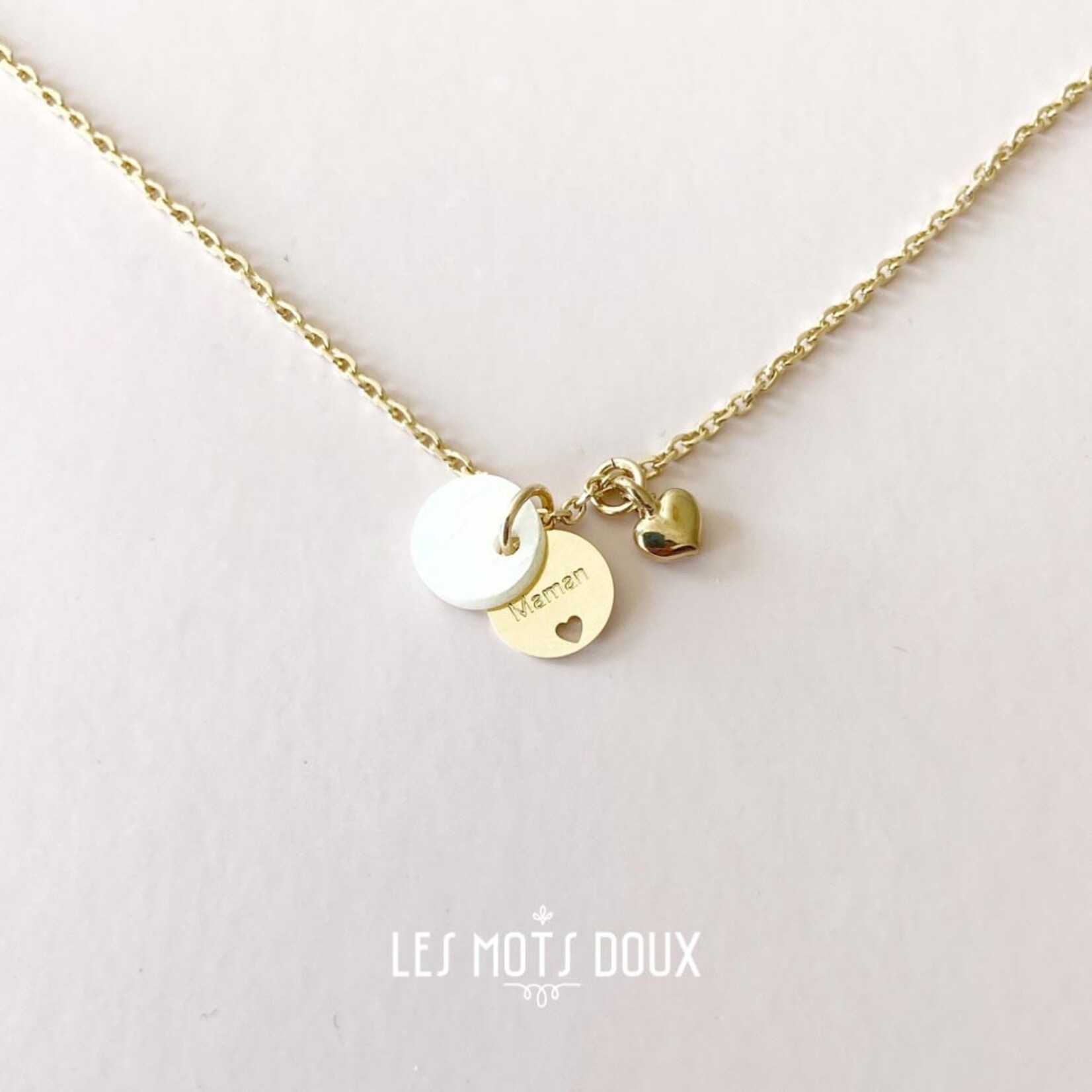 Les mots doux Collier médaille bijou secret en or