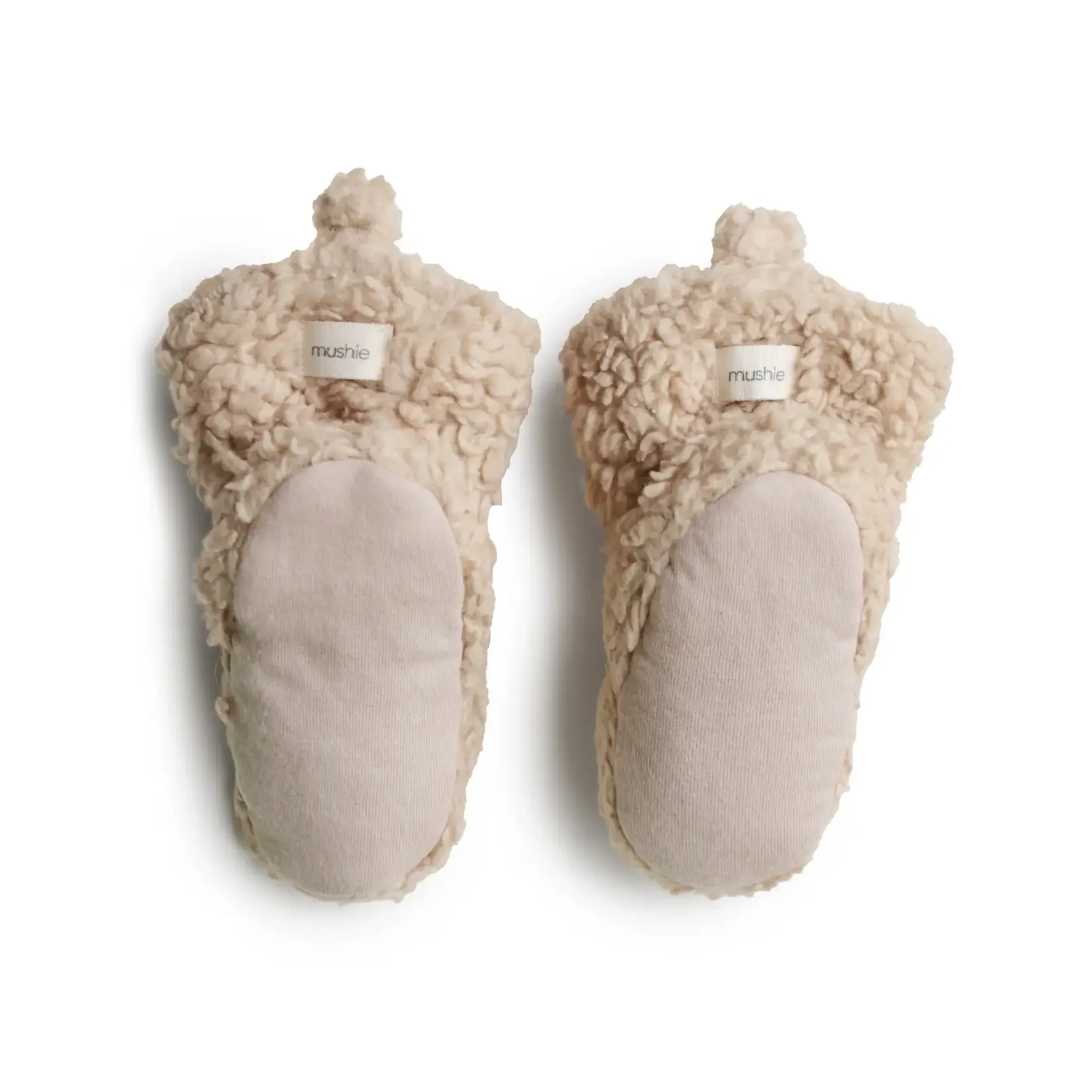 Mushie Cozy Baby booties chaussons bébé mouton Oatmeal 0-3M