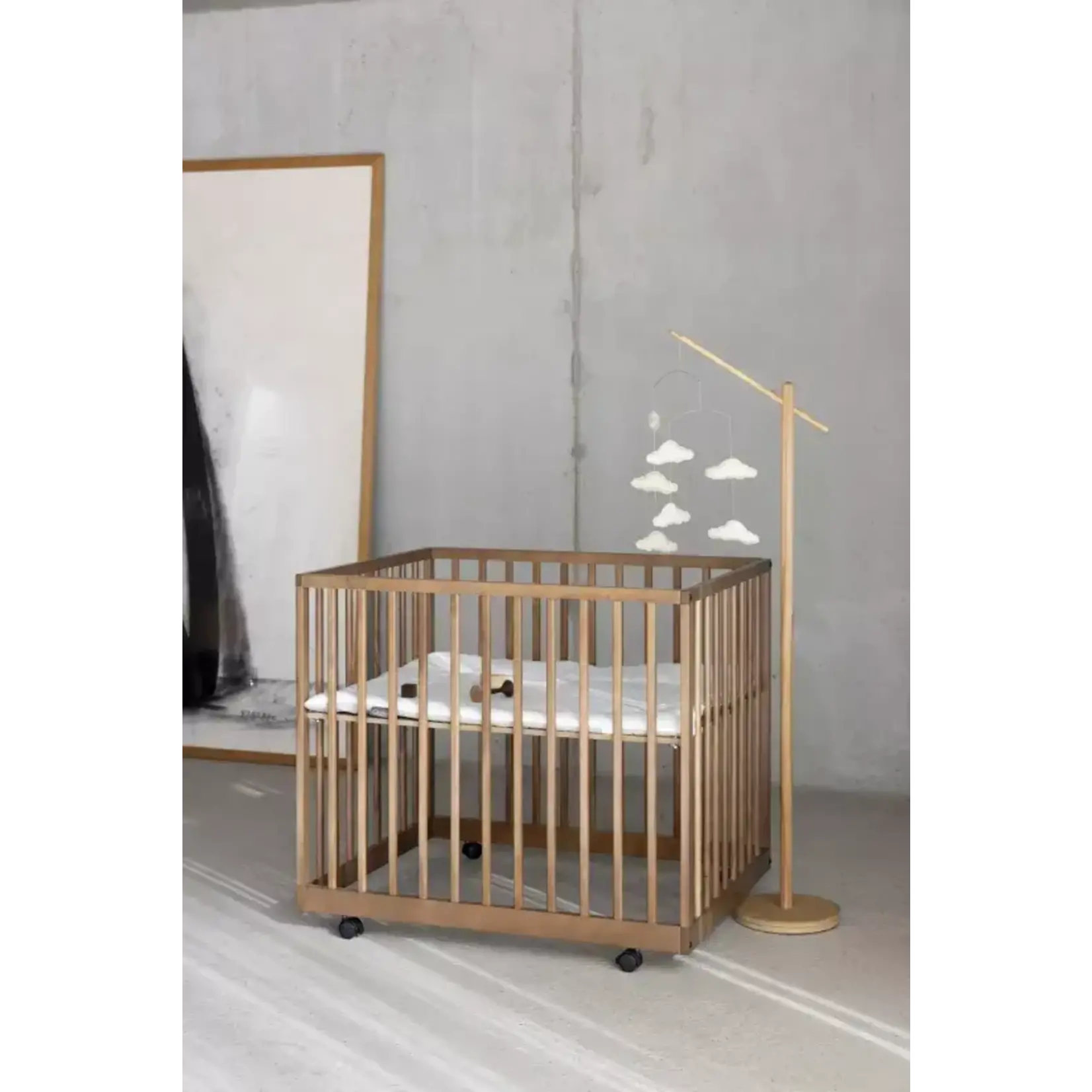 Fixation Support Lit Bois Naturel pour Mobile Enfant