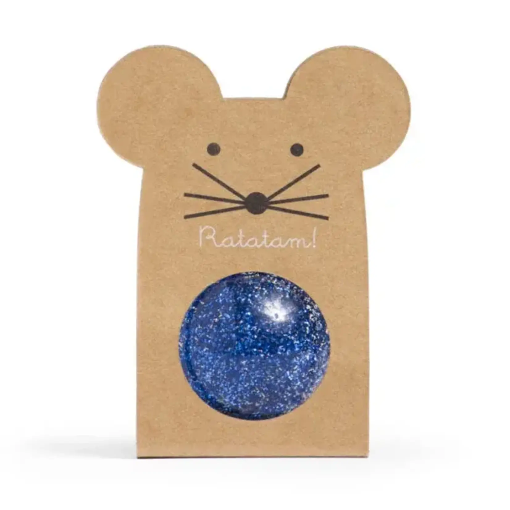 Ratatam Balle rebondissante souris à paillettes bleu 43mm