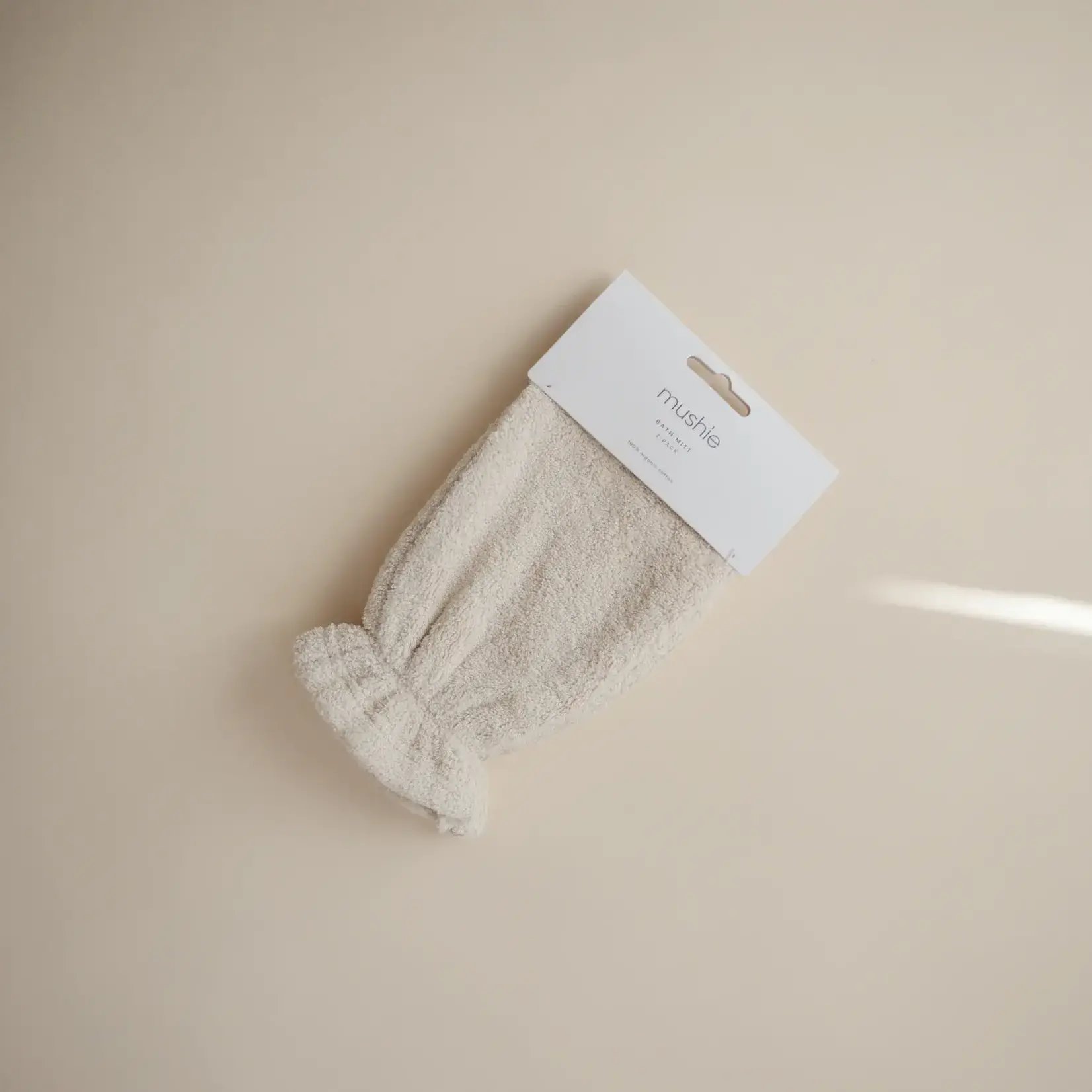 Mushie Lot 2 Gants de Toilette Coton Bio Bébé Fog Crème