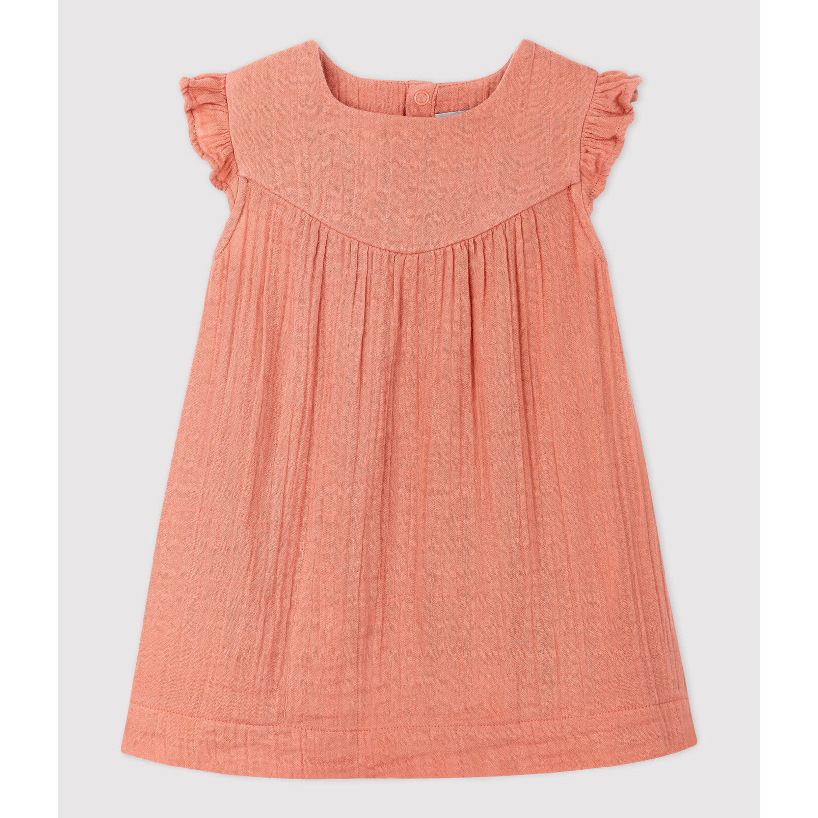 Petit Bateau Robe en Gaze de Coton Bio Bébé Orange Papaye