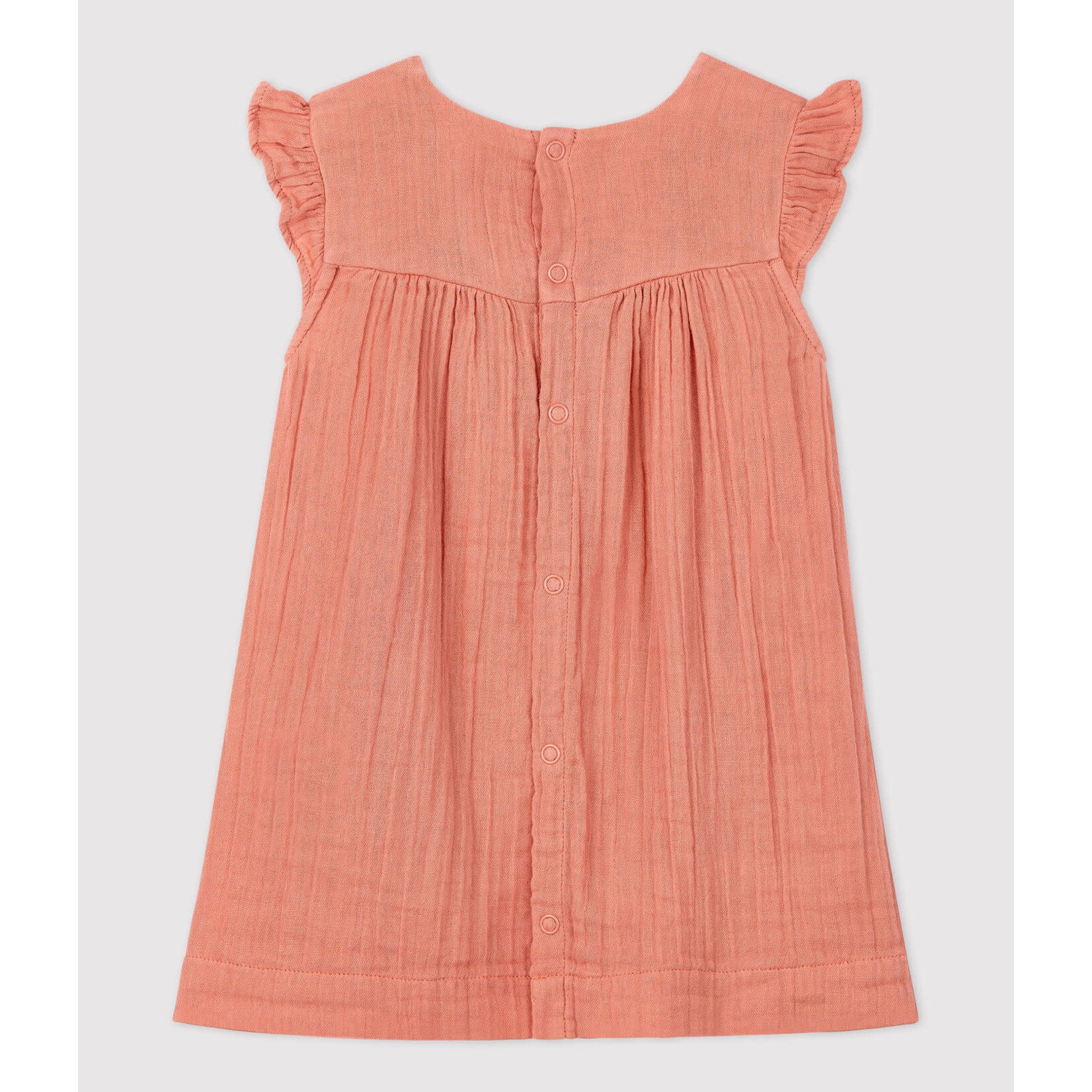 Petit Bateau Robe en Gaze de Coton Bio Bébé Orange Papaye