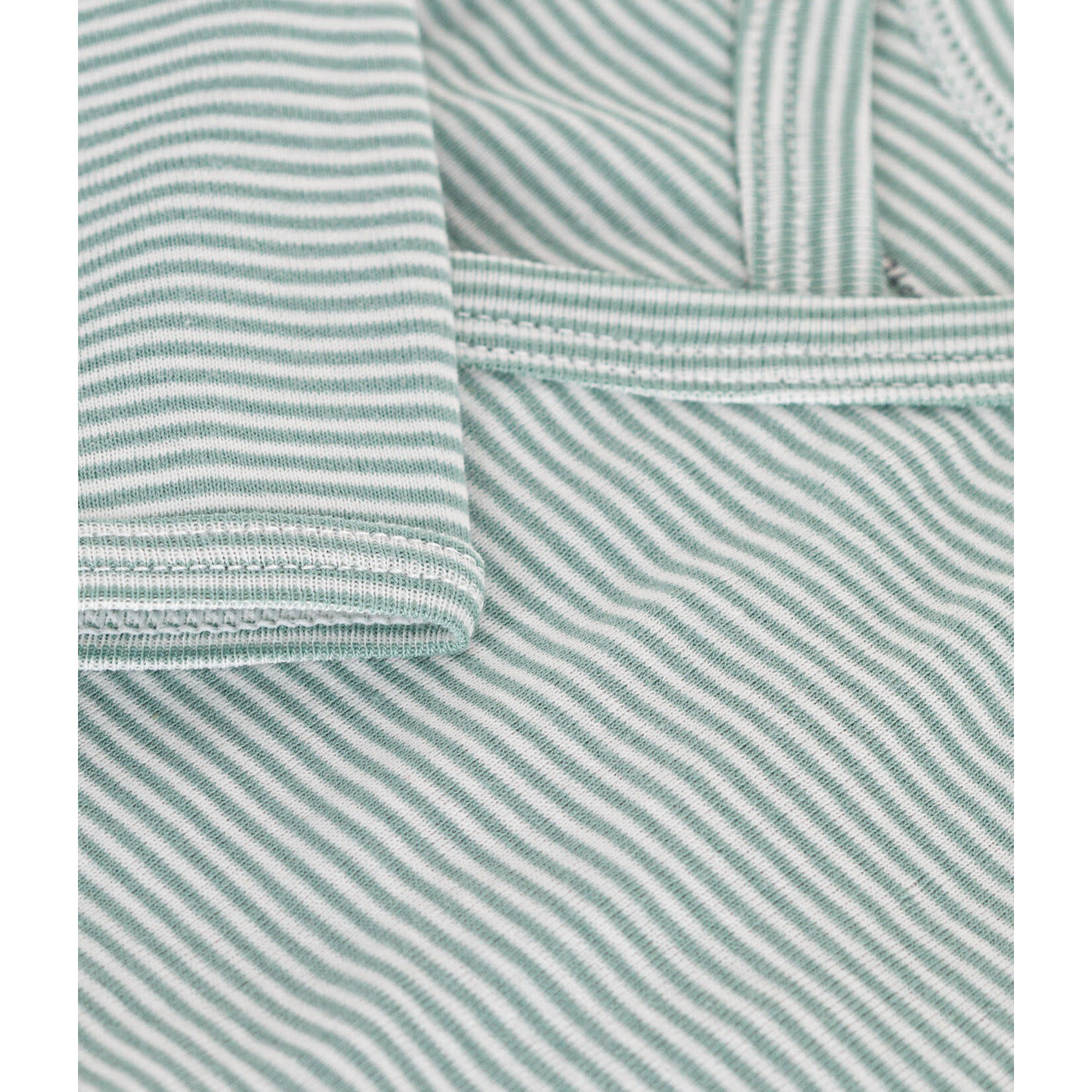 Petit Bateau Body Croisé Manches Longues Coton Bébé Ligné Vert