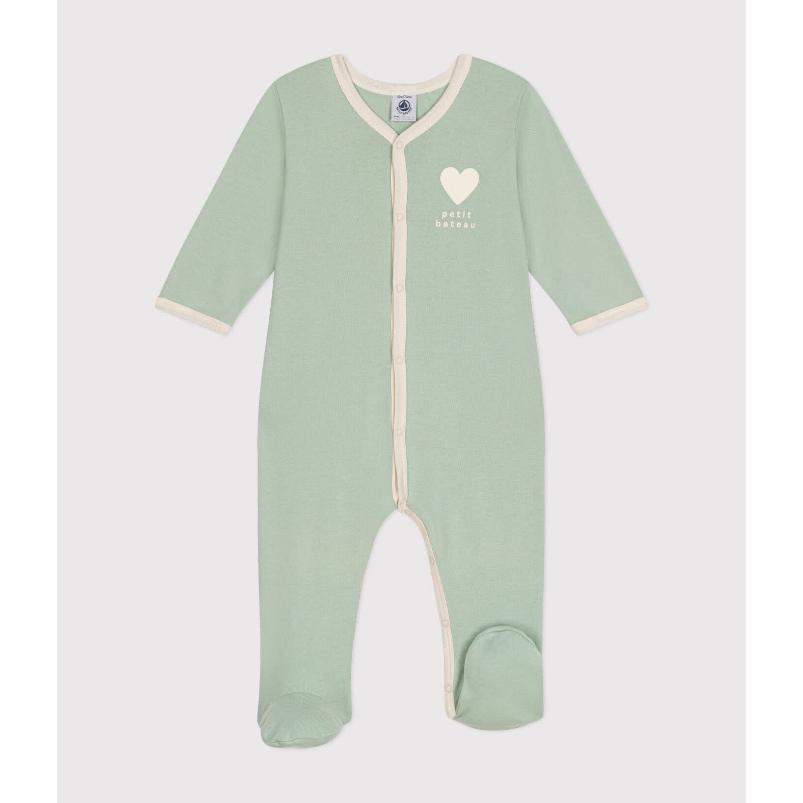 Petit Bateau Dors Bien Bébé Coton Coeur Vert Herbier Petit Bateau