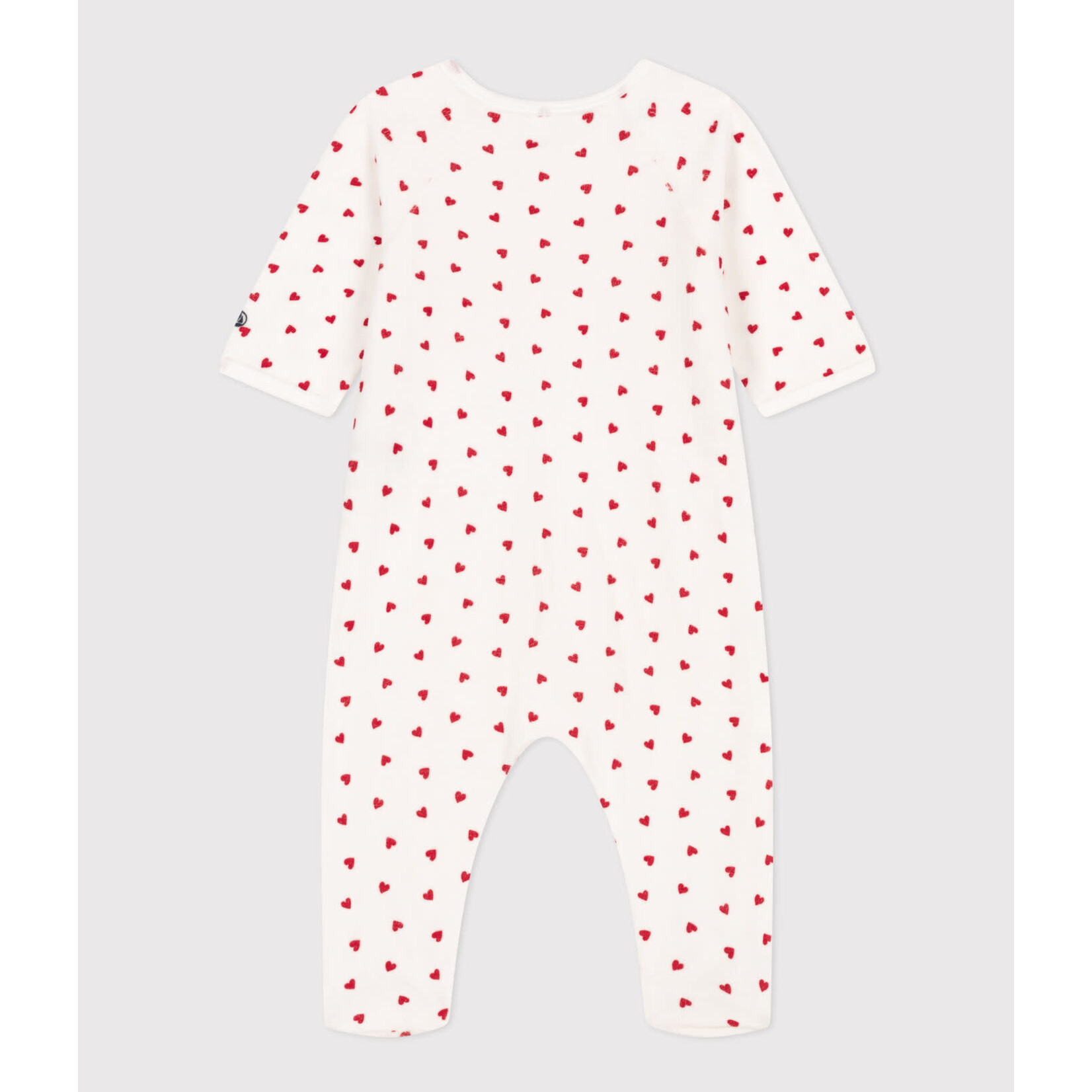 Petit Bateau Dors Bien Pyjama Bébé Unisex Hiver Coeurs Rouges Velours