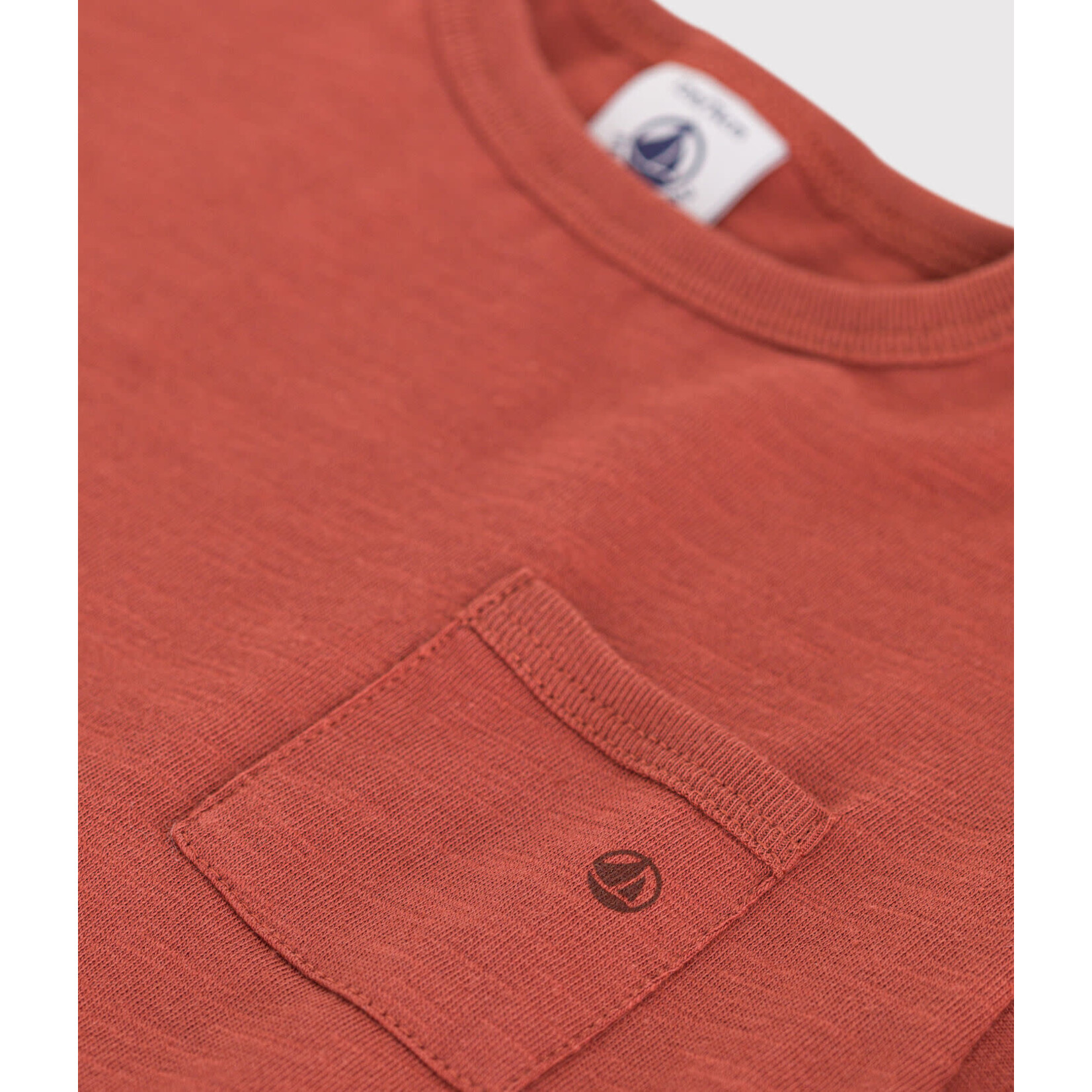 Petit Bateau T-shirt Manches Courtes Jersey Flammé Marron Fameux