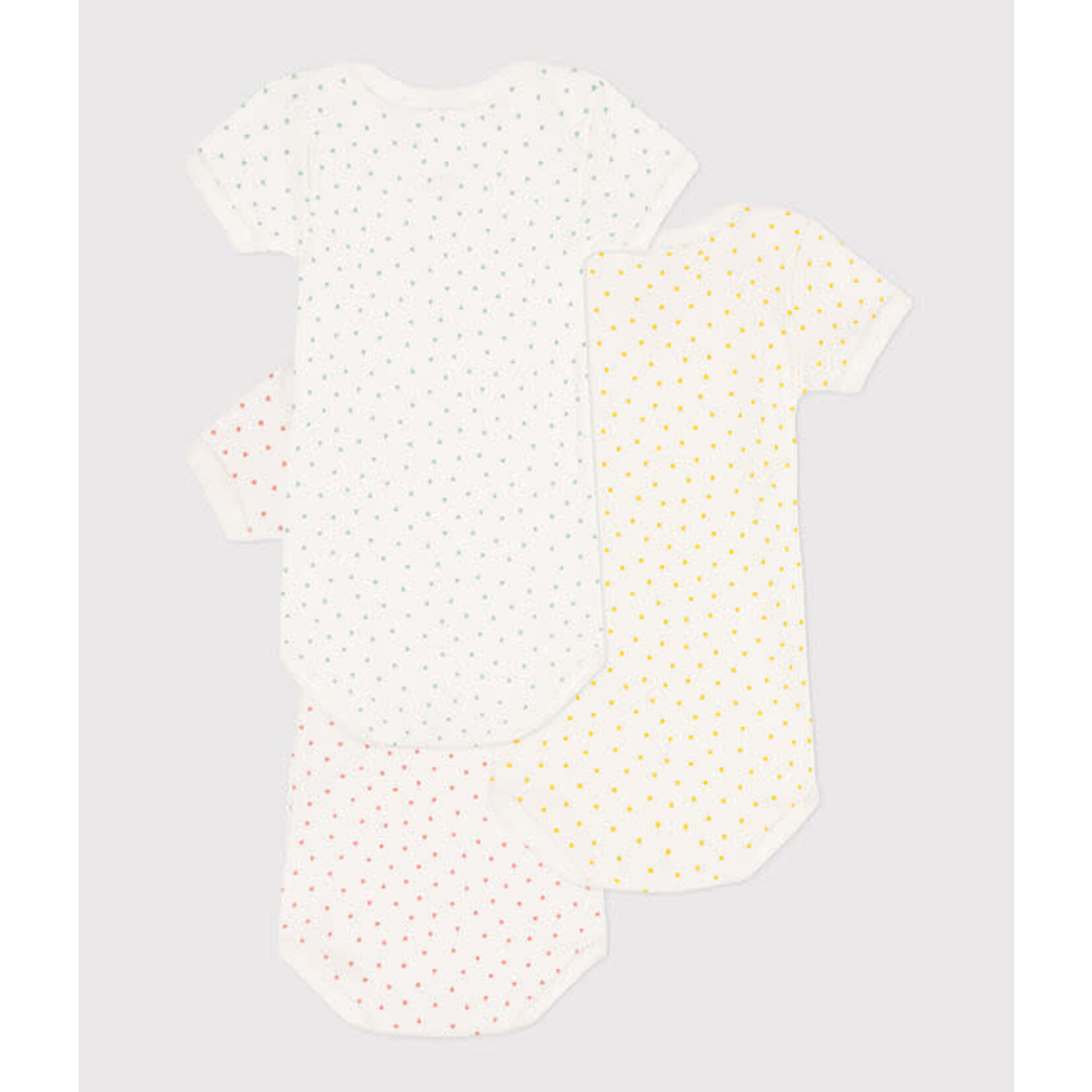 Petit Bateau Lot de 3 bodies manches courtes coeurs colorés en coton bio bébé