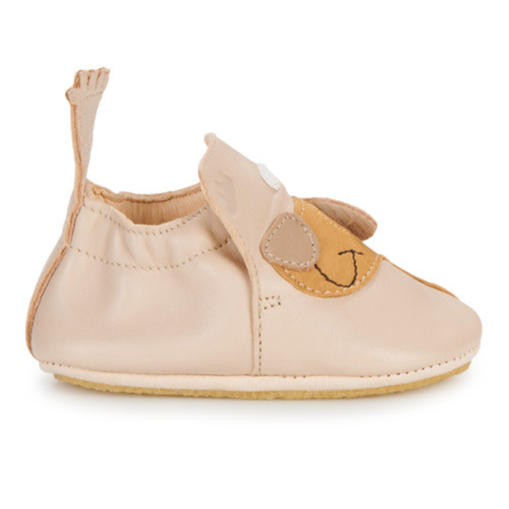 Easy Peasy Chaussons en Cuir Bébé My Blublu Chien Beige Antidérapant