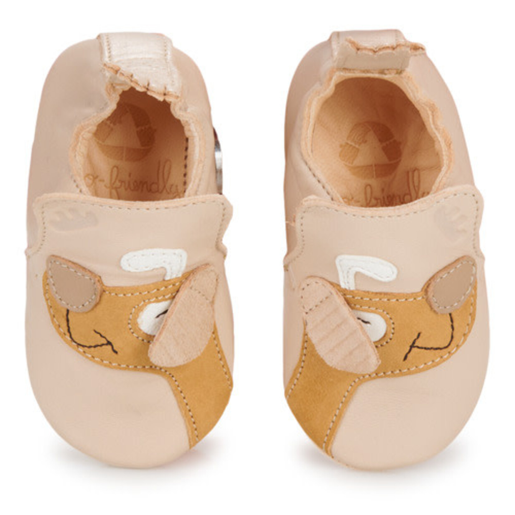 Easy Peasy Chaussons en Cuir Bébé My Blublu Chien Beige Antidérapant