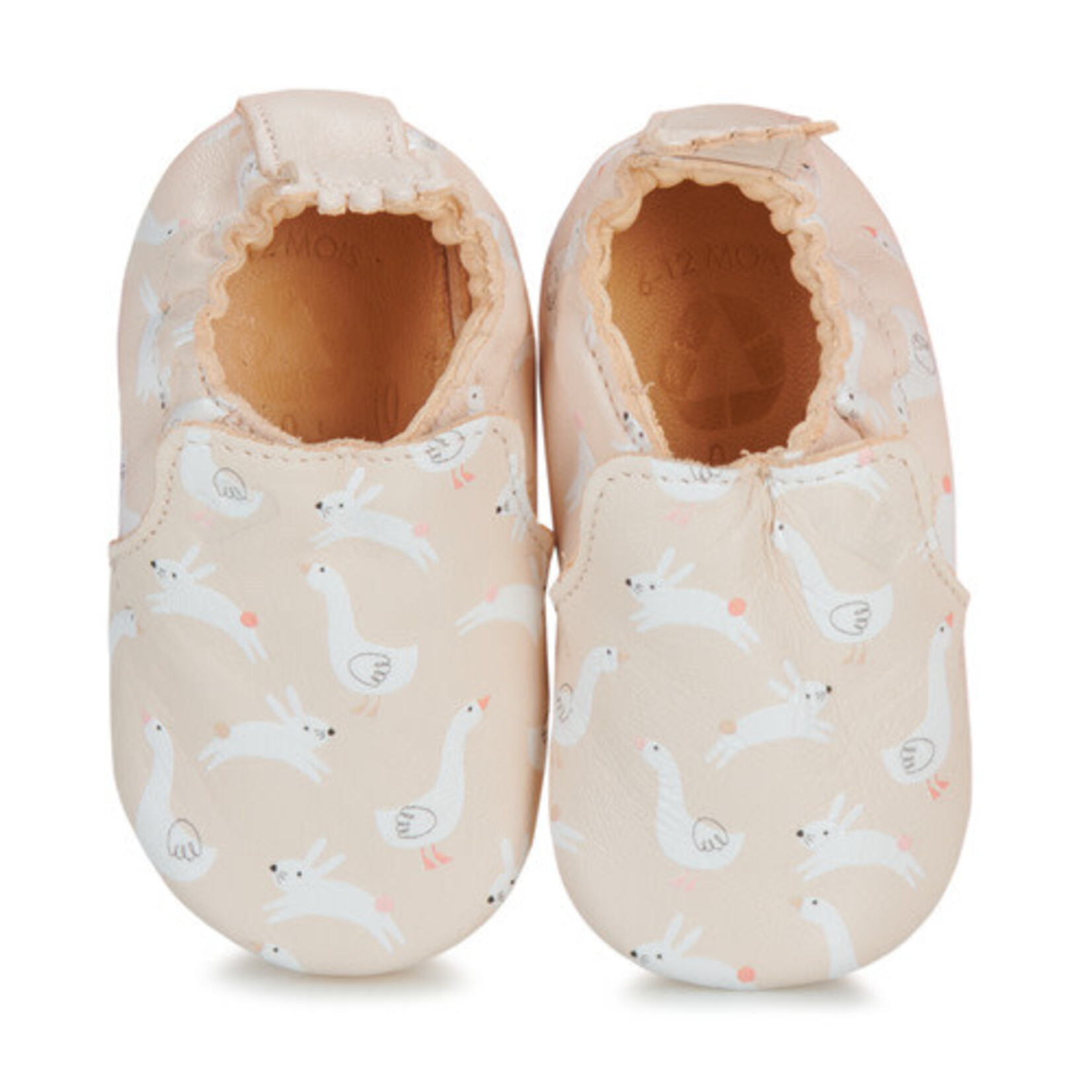 Easy Peasy Chaussons en Cuir My Blumoo Lapin & Oie Rose Pale