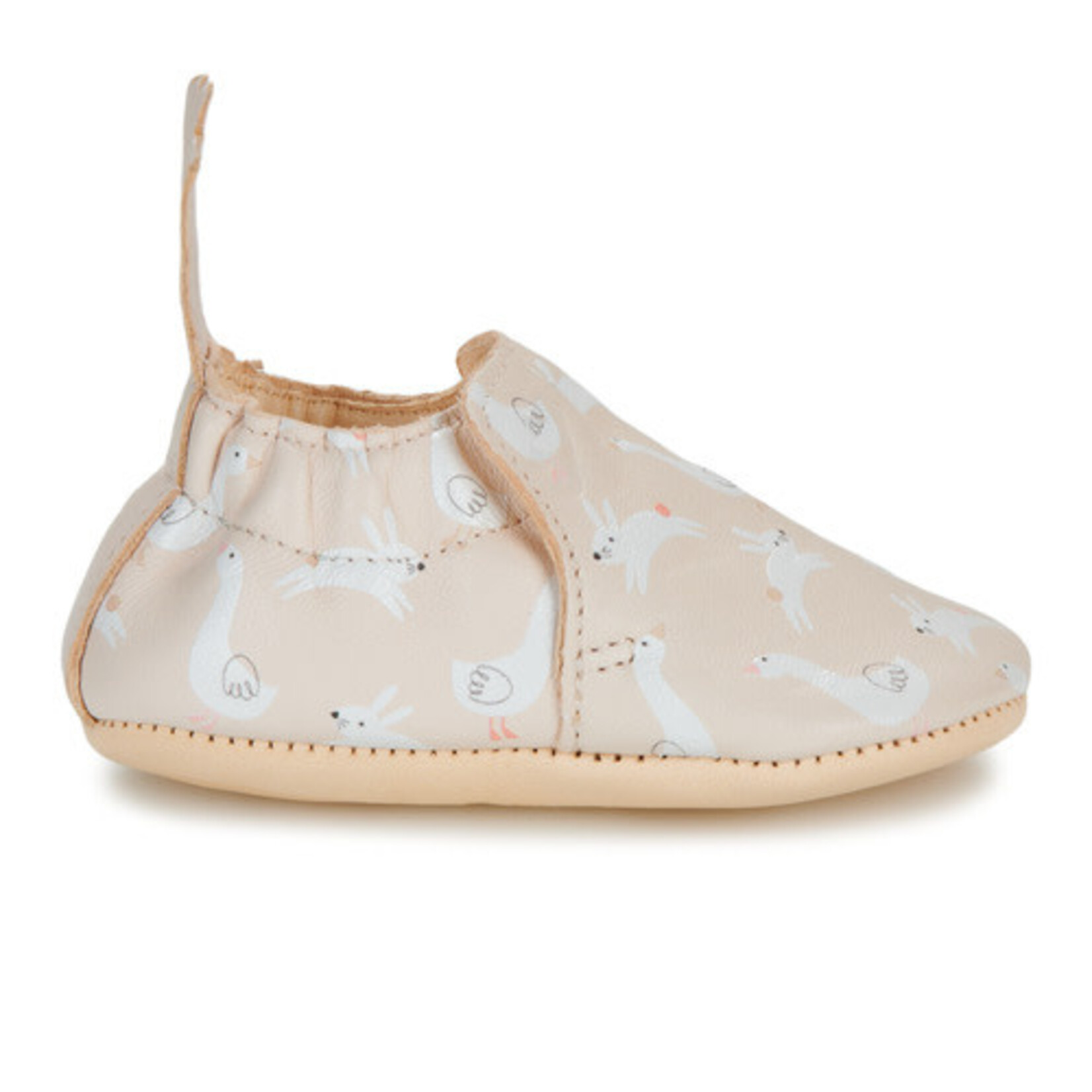 Easy Peasy Chaussons en Cuir My Blumoo Lapin & Oie Rose Pale